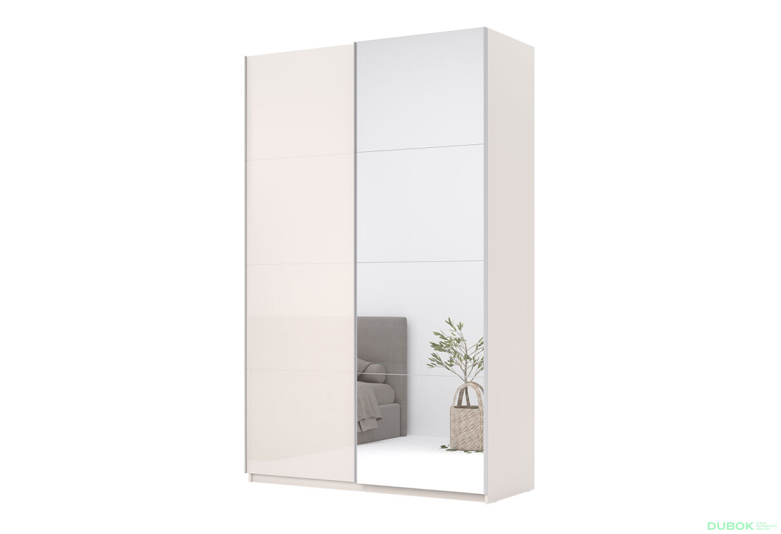 Skriňa s posuvnými dverami Lili 1,5x2,4m (Dvere Lesklý Kašmír/Zrkadlo), séria N Lily