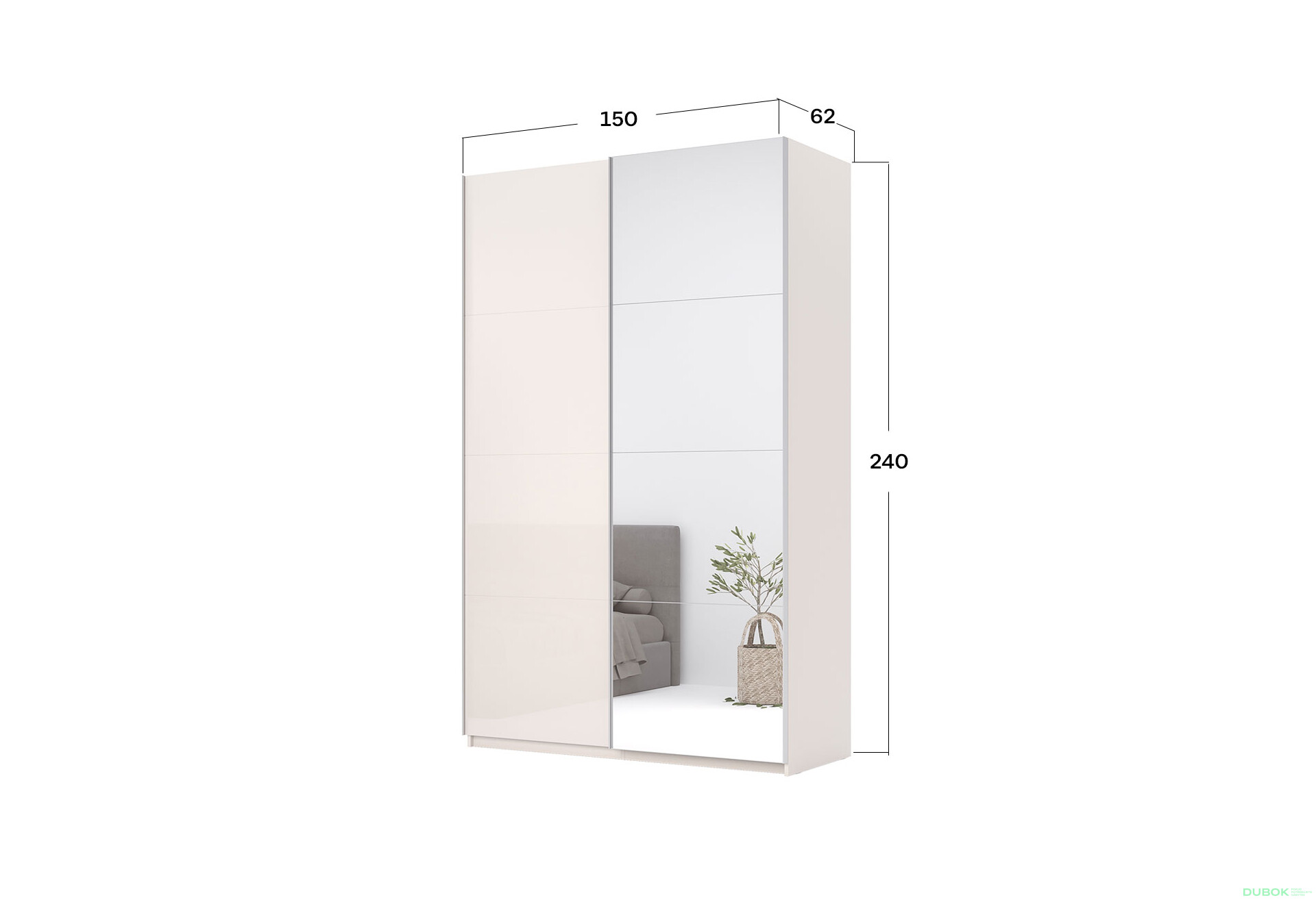 Fotografia 14 - Skriňa s posuvnými dverami Lili 1,5x2,4m (Dvere Lesklý Kašmír/Zrkadlo), séria N Lily