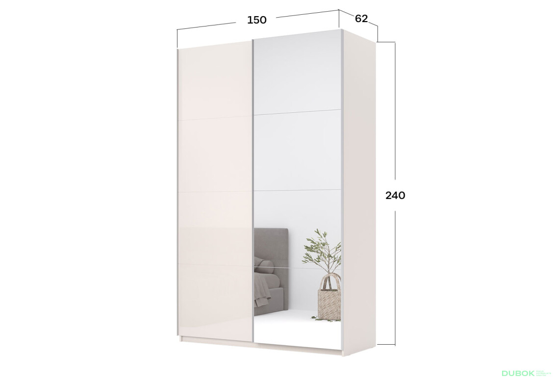 Fotografia 14 - Skriňa s posuvnými dverami Lili 1,5x2,4m (Dvere Lesklý Kašmír/Zrkadlo), séria N Lily