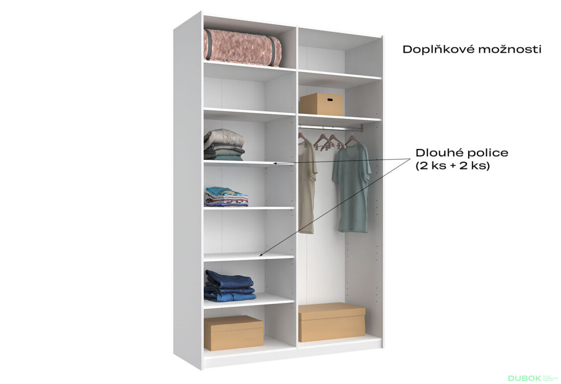 Fotografia 5 - Skriňa s posuvnými dverami Lili 1,5x2,4m (Dvere Lesklý Kašmír/Zrkadlo), séria N Lily