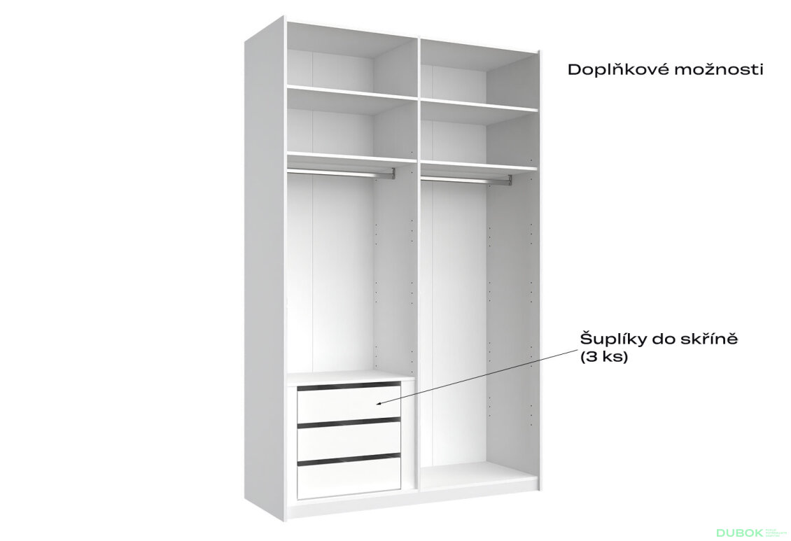 Fotografia 7 - Skriňa s posuvnými dverami Lili 1,5x2,4m (Dvere Lesklý Kašmír/Zrkadlo), séria N Lily