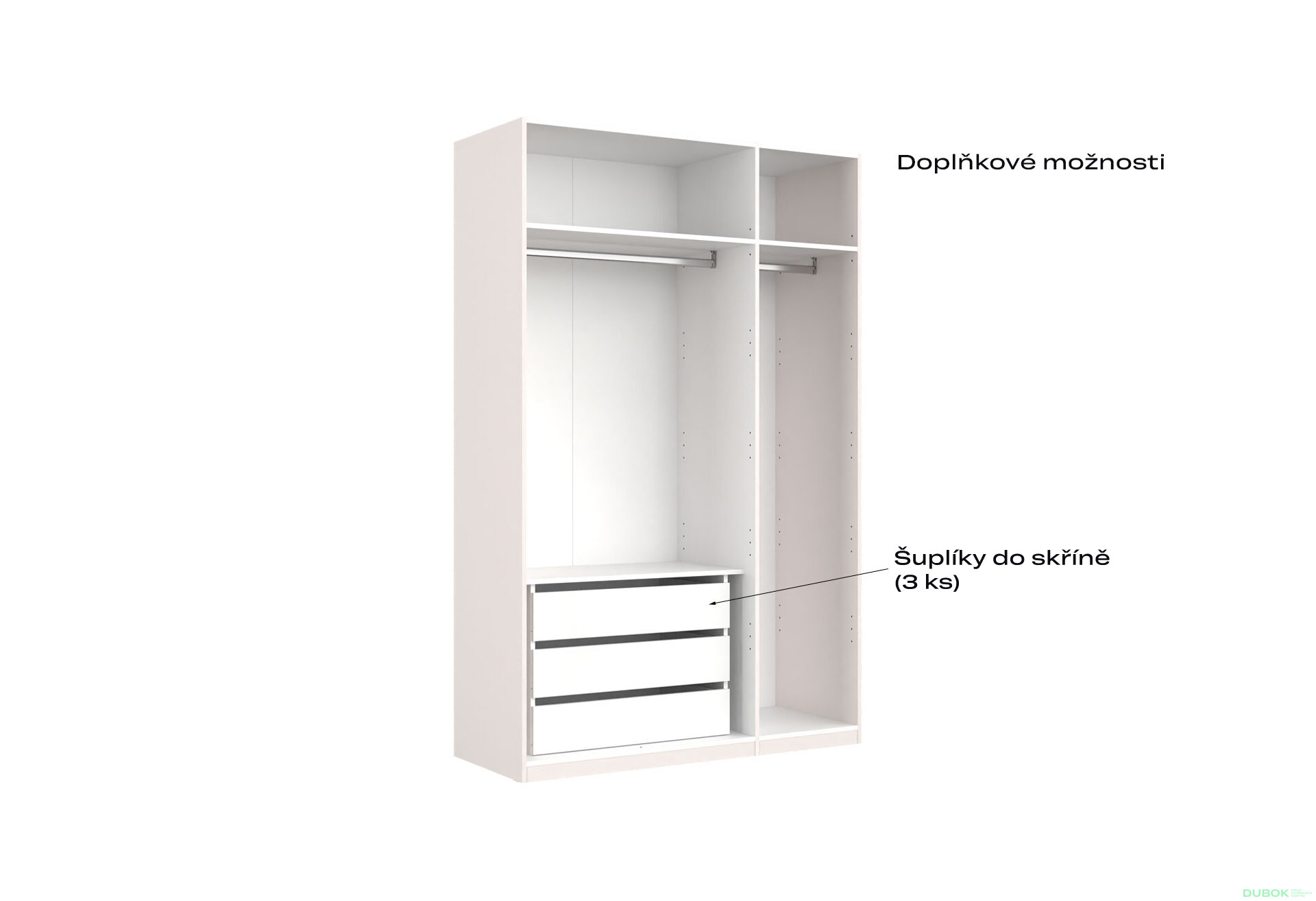 Fotografia 8 - Skriňa 3-dverová bez zrkadiel Lesklý kašmír séria N Lily