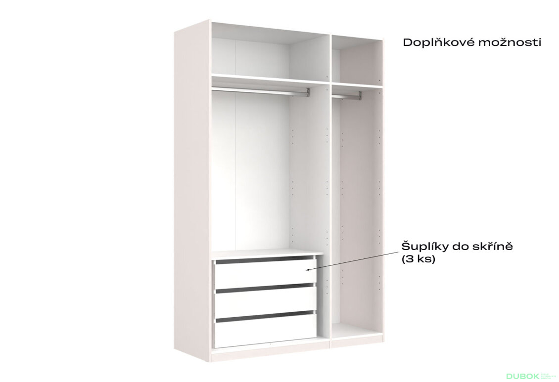 Fotografia 8 - Skriňa 3-dverová bez zrkadiel Lesklý kašmír séria N Lily