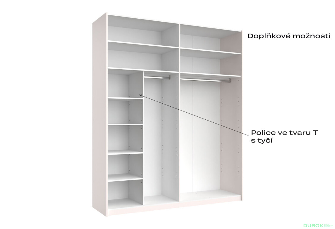 Skriňa s posuvnými dverami Lili 2,0x2,4m (Dvere Lesklý Kašmír), séria N Lily - Fotografia 12 Fotografia 12 - Skriňa s posuvnými dverami Lili 2,0x2,4m (Dvere Lesklý Kašmír), séria N Lily