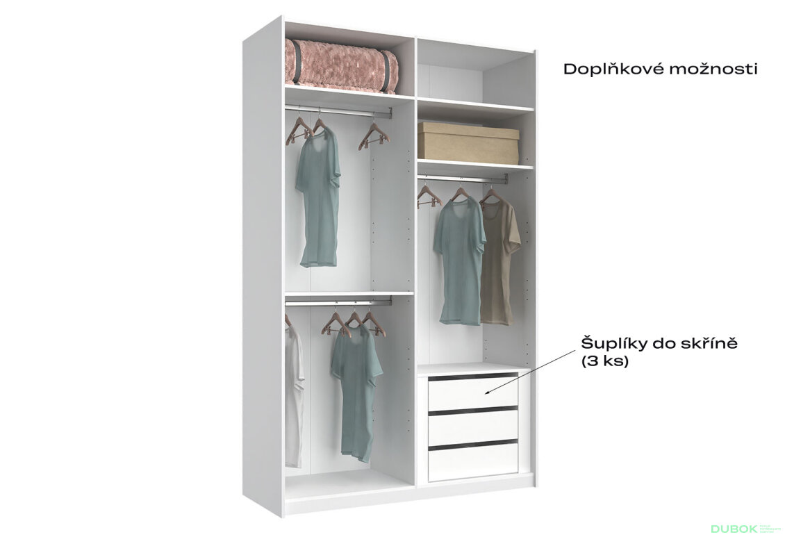 Fotografia 5 - Skriňa s posuvnými dverami Lili 1,5x2,4m (Dvere Lesklý Kašmír), séria N Lily