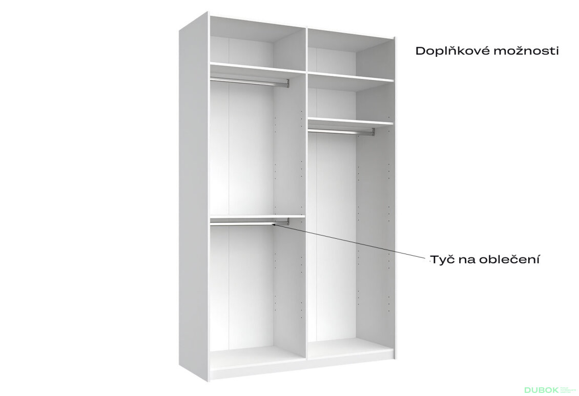 Fotografia 7 - Skriňa s posuvnými dverami Lili 1,5x2,4m (Dvere Lesklý Kašmír), séria N Lily