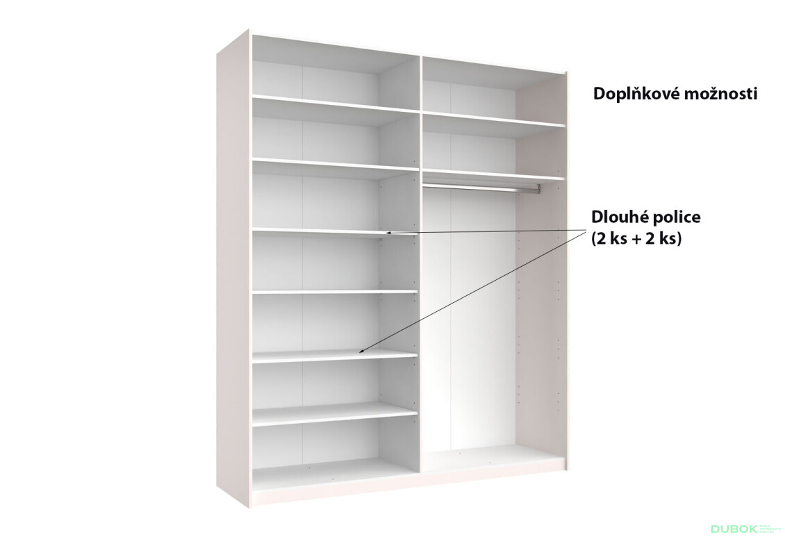 Fotografia 9 - Skriňa s posuvnými dverami 2.0x2.4m (Dvere Lesklý Kašmír/Zrkadlo), séria N Lily