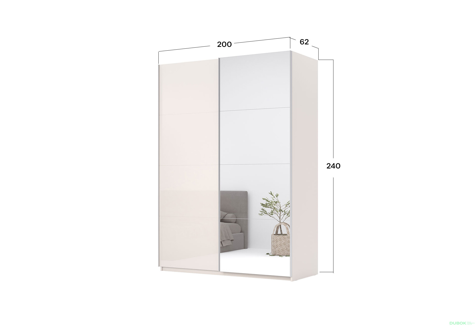 Fotografia 13 - Skriňa s posuvnými dverami 2.0x2.4m (Dvere Lesklý Kašmír/Zrkadlo), séria N Lily