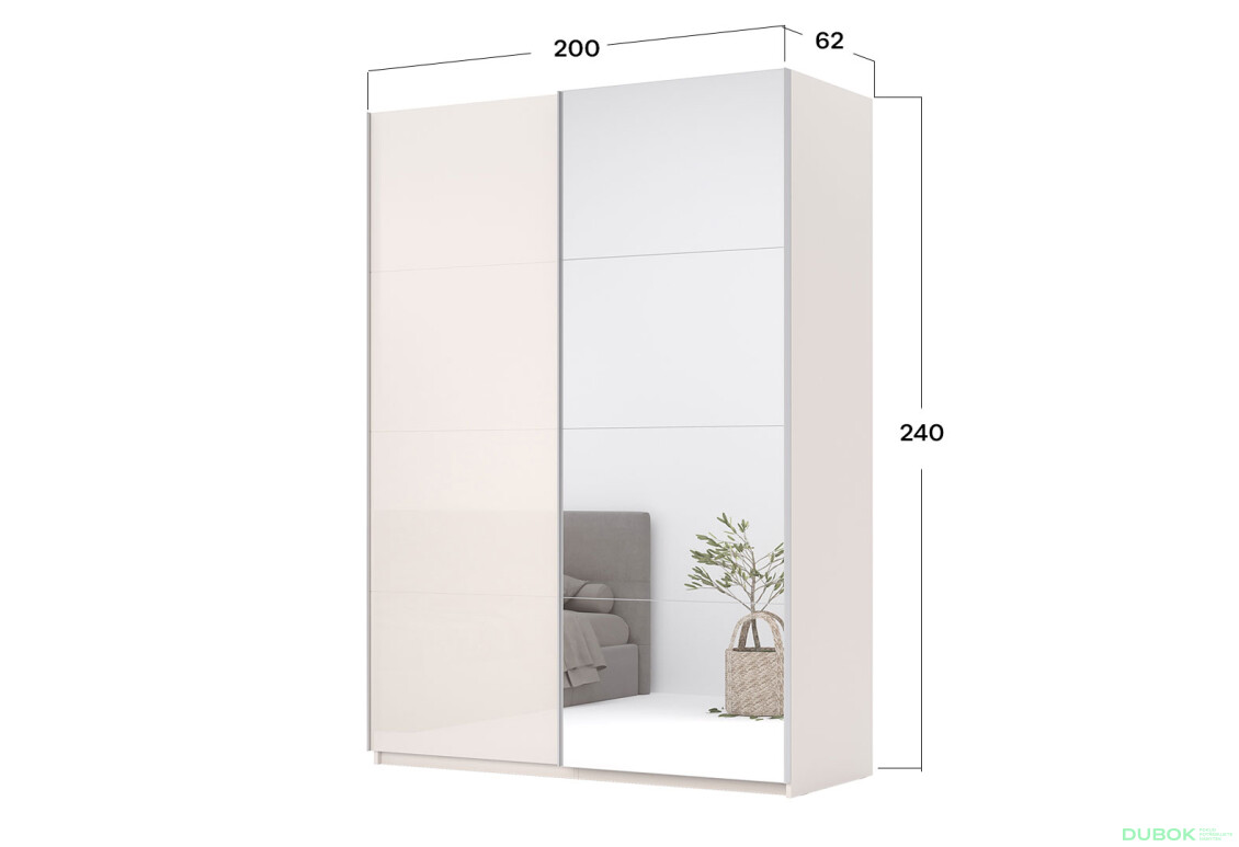 Fotografia 13 - Skriňa s posuvnými dverami 2.0x2.4m (Dvere Lesklý Kašmír/Zrkadlo), séria N Lily