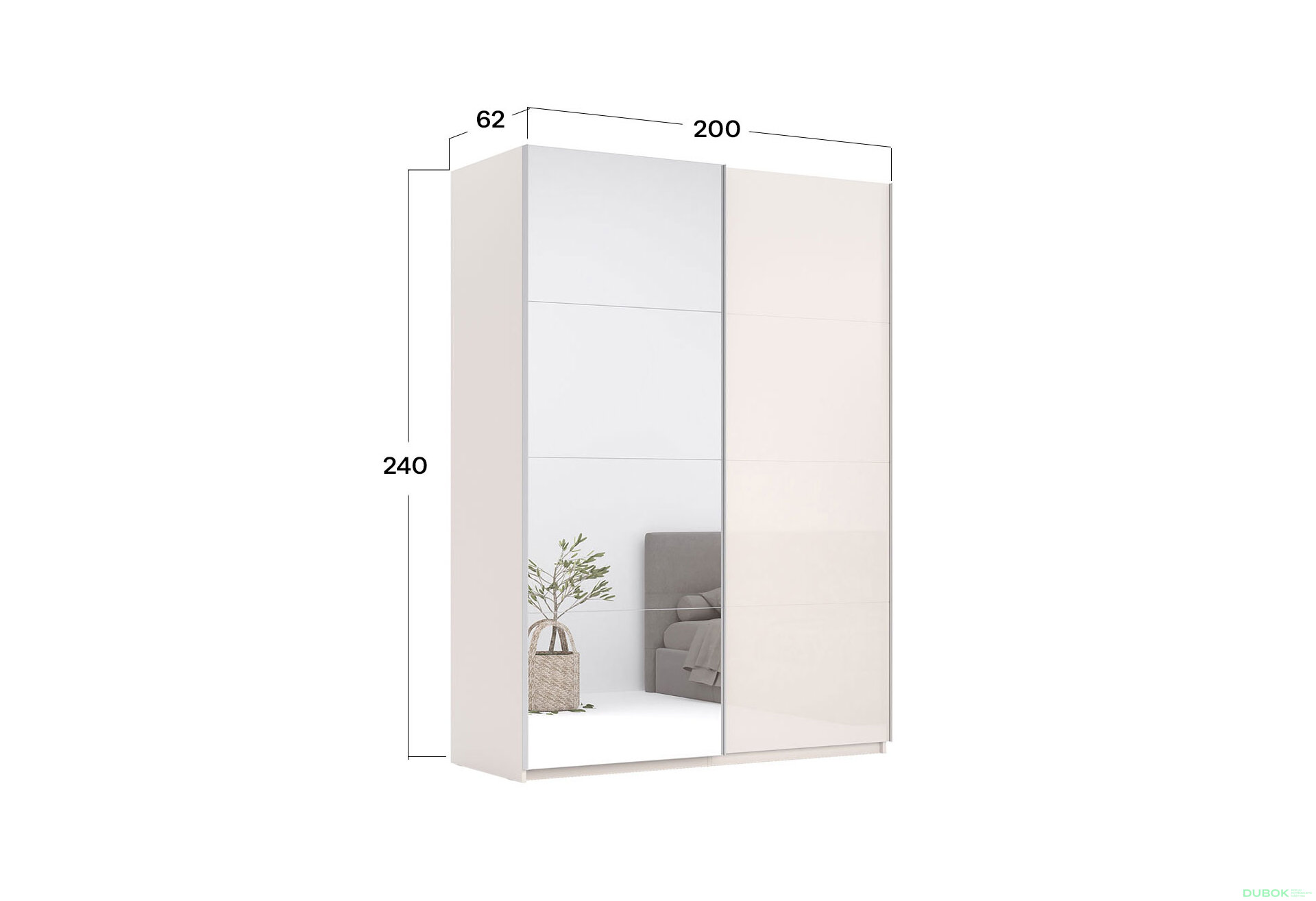 Fotografia 12 - Skriňa s posuvnými dverami 2.0x2.4m (Dvere Lesklý Kašmír/Zrkadlo), séria N Lily