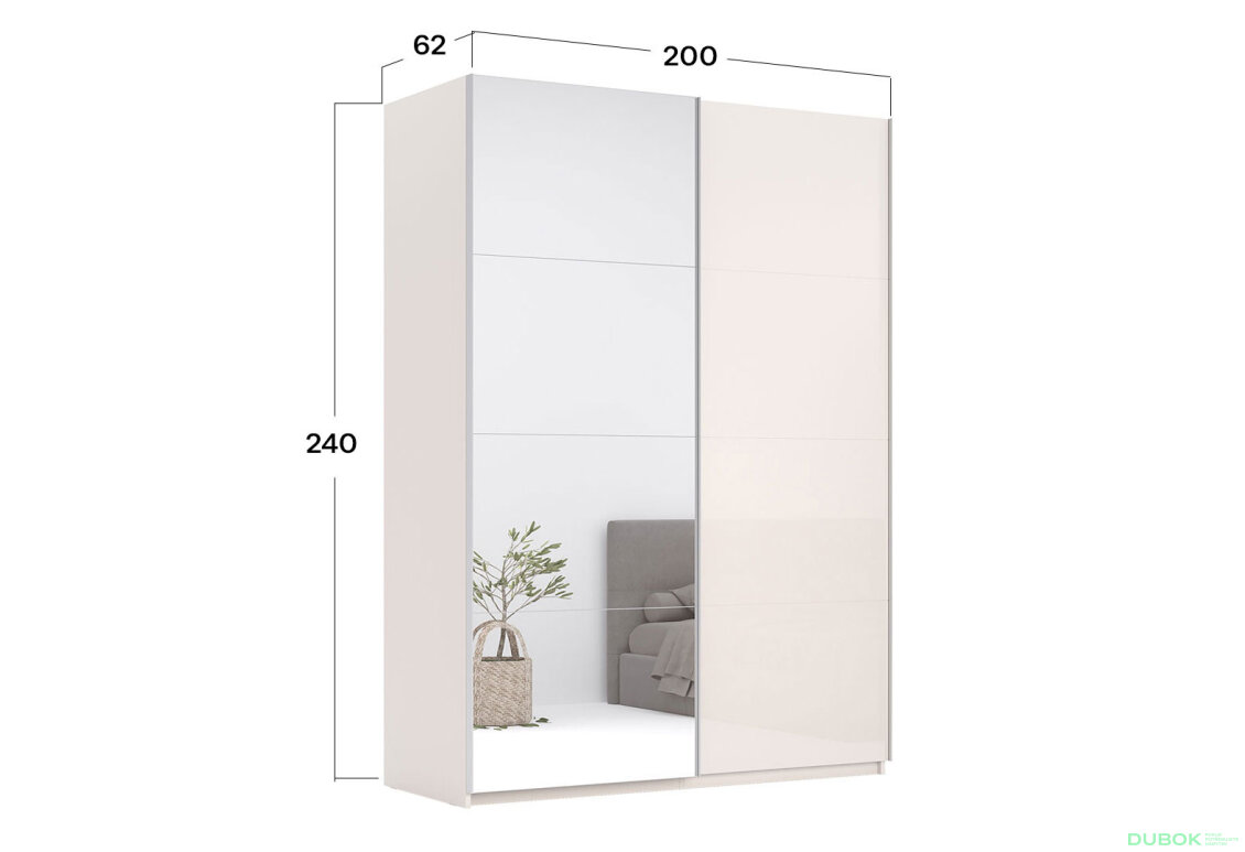 Fotografia 12 - Skriňa s posuvnými dverami 2.0x2.4m (Dvere Lesklý Kašmír/Zrkadlo), séria N Lily