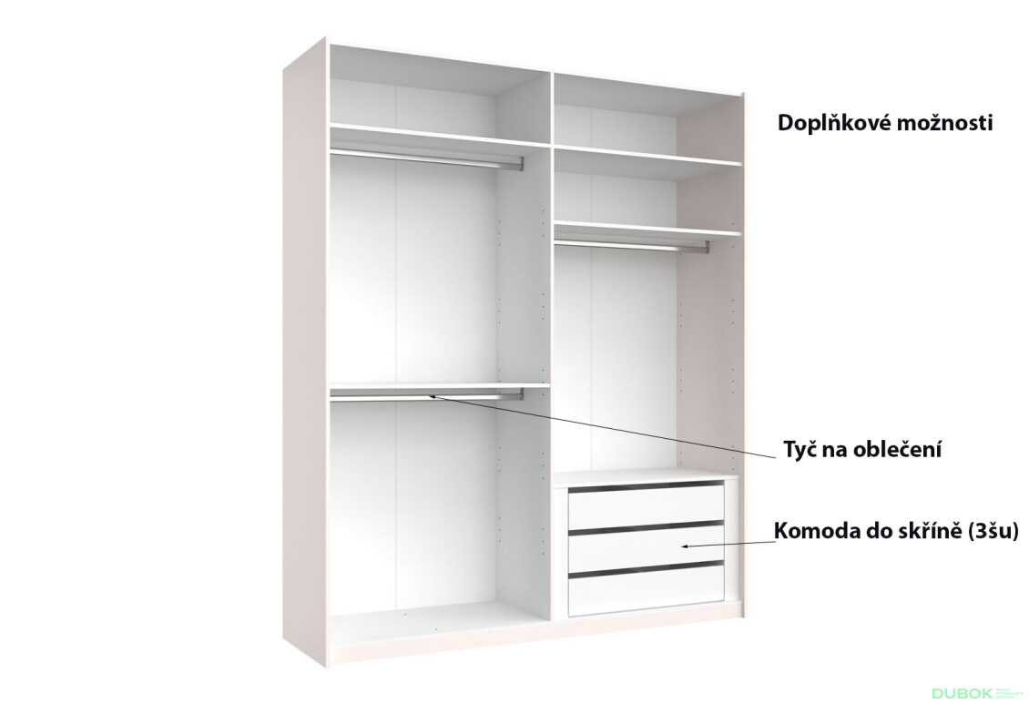Fotografia 4 - Skriňa s posuvnými dverami 2.0x2.4m (Dvere Lesklý Kašmír/Zrkadlo), séria N Lily