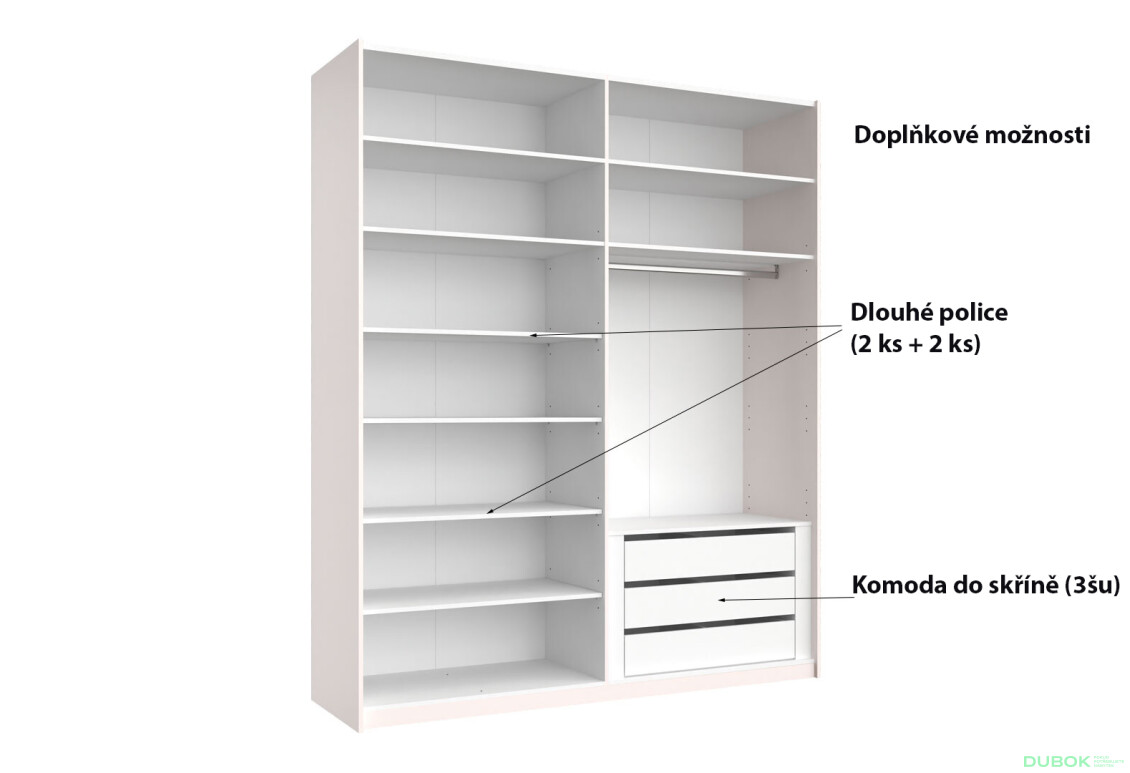 Fotografia 5 - Skriňa s posuvnými dverami 2.0x2.4m (Dvere Lesklý Kašmír/Zrkadlo), séria N Lily