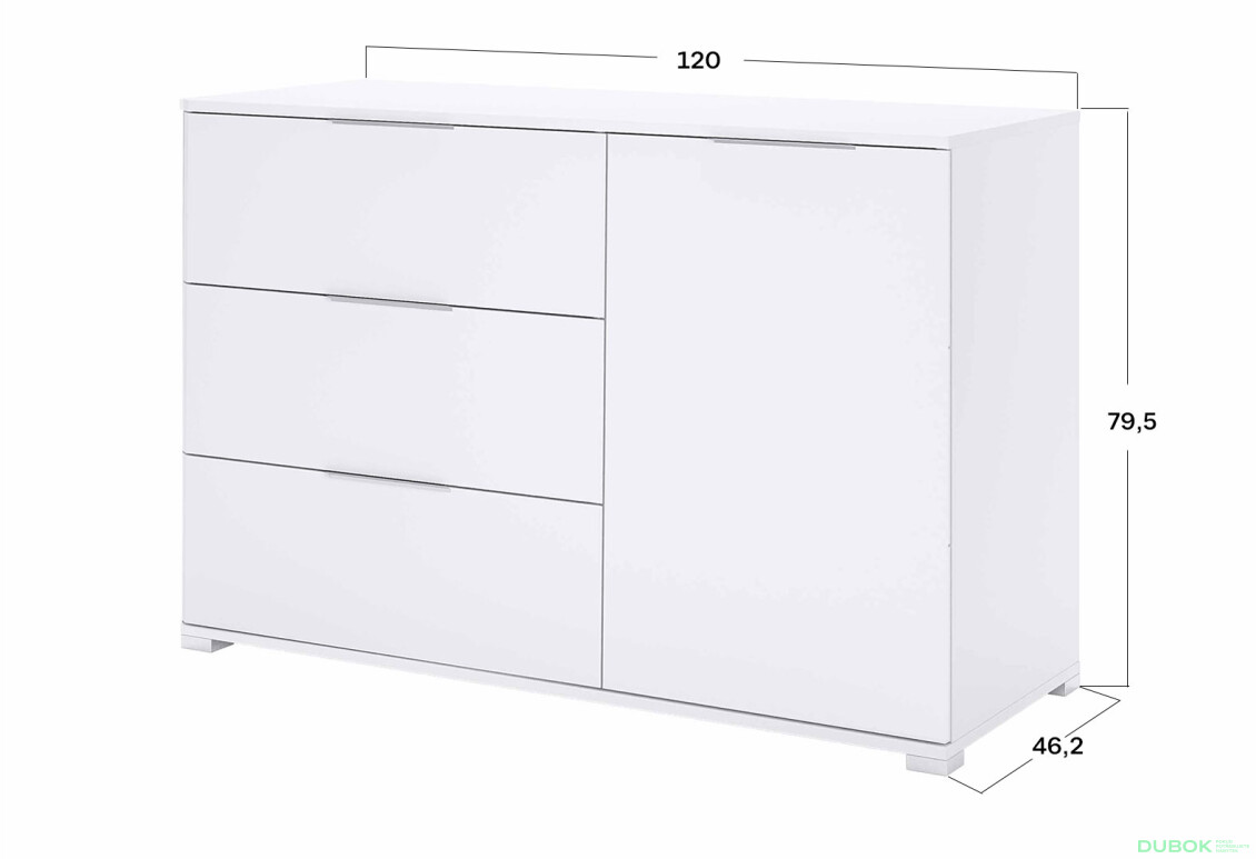 Komoda 1dverová 3zásuvková Super Mat Biela Barton - Fotografia 3 Fotografia 3 - Komoda 1dverová 3zásuvková Super Mat Biela Barton