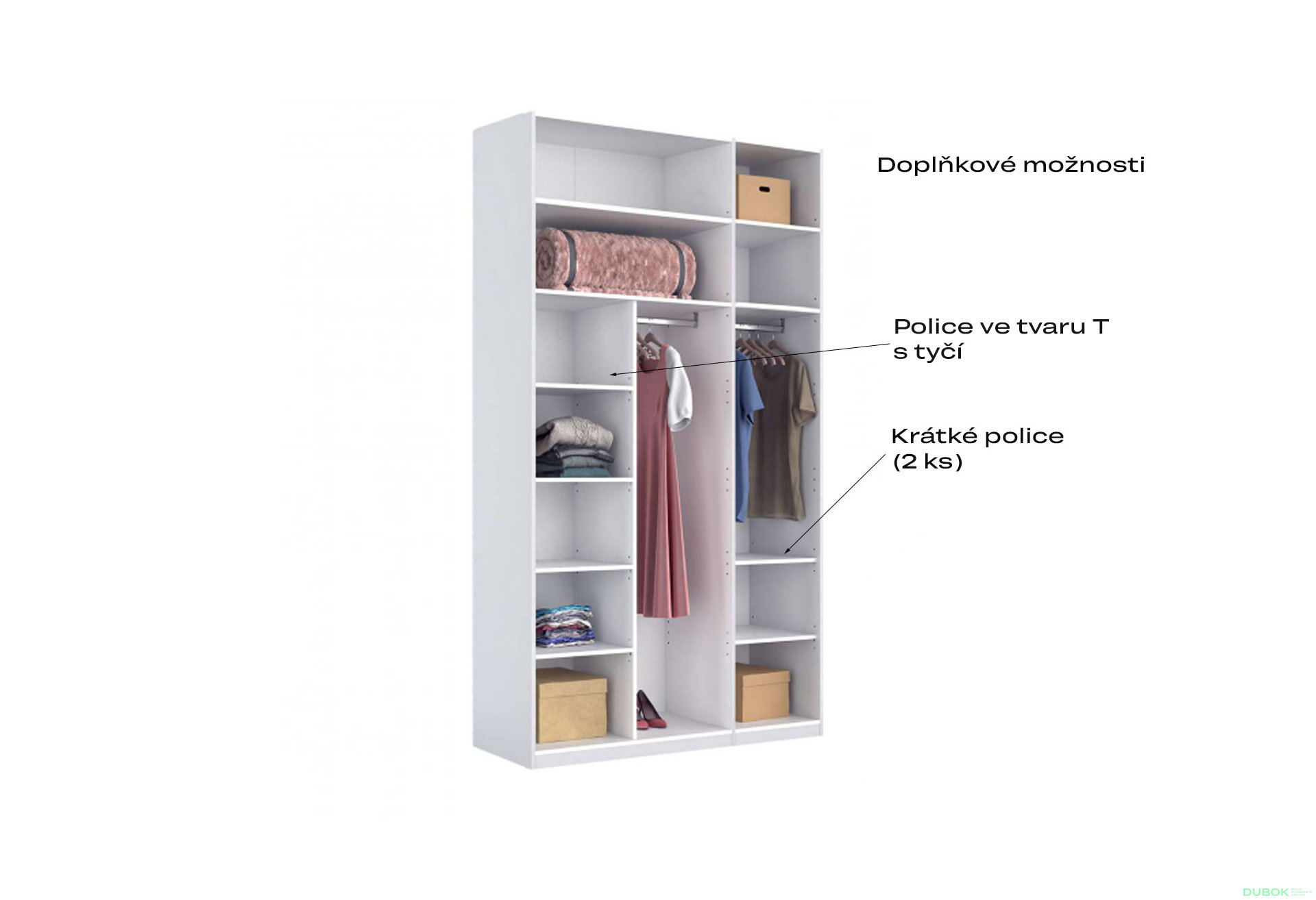 Fotografia 4 - Skriňa 3dv Bez zrkadiel Super Mat Biela séria N Barton