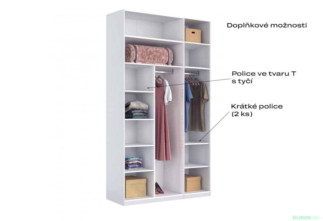 Fotografia 4 - Skriňa 3dv Bez zrkadiel Super Mat Biela séria N Barton