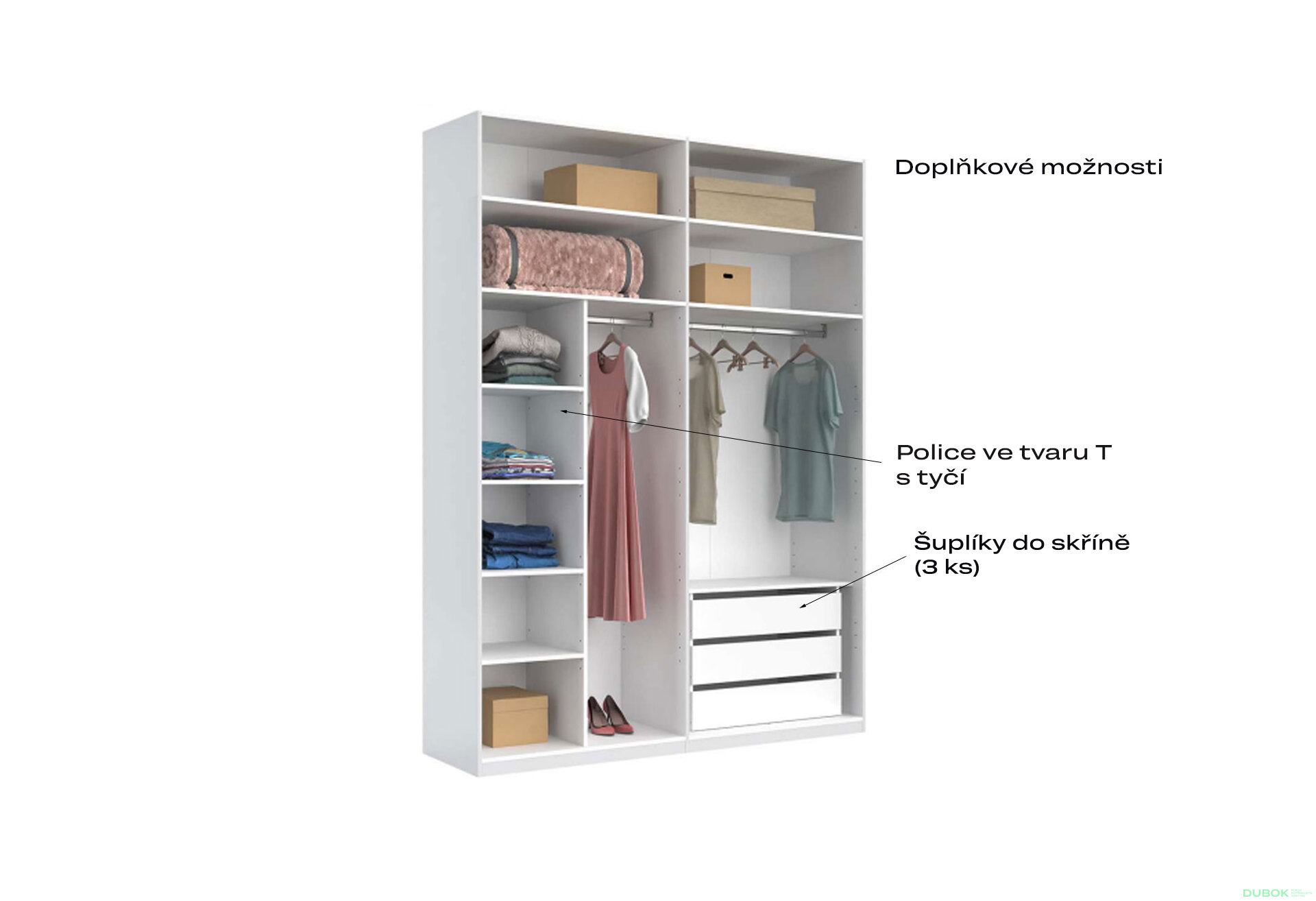 Fotografia 6 - Skriňa 4-dverová Bez zrkadiel Super Mat Biela séria N Barton