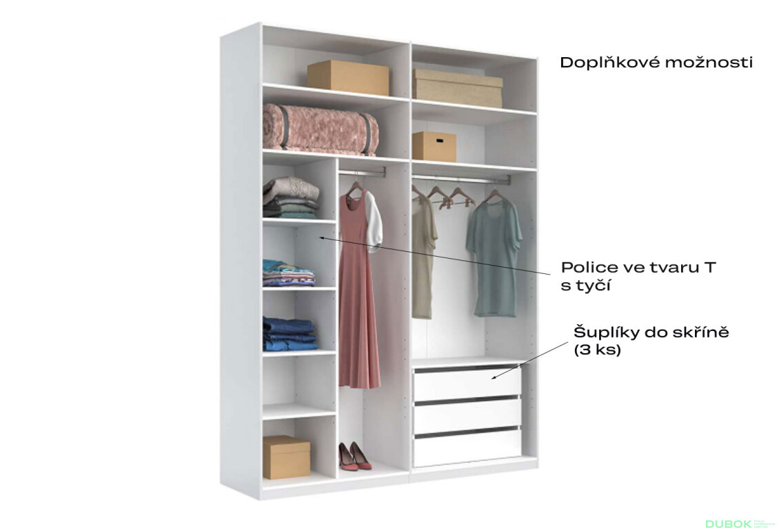 Fotografia 6 - Skriňa 4-dverová Bez zrkadiel Super Mat Biela séria N Barton