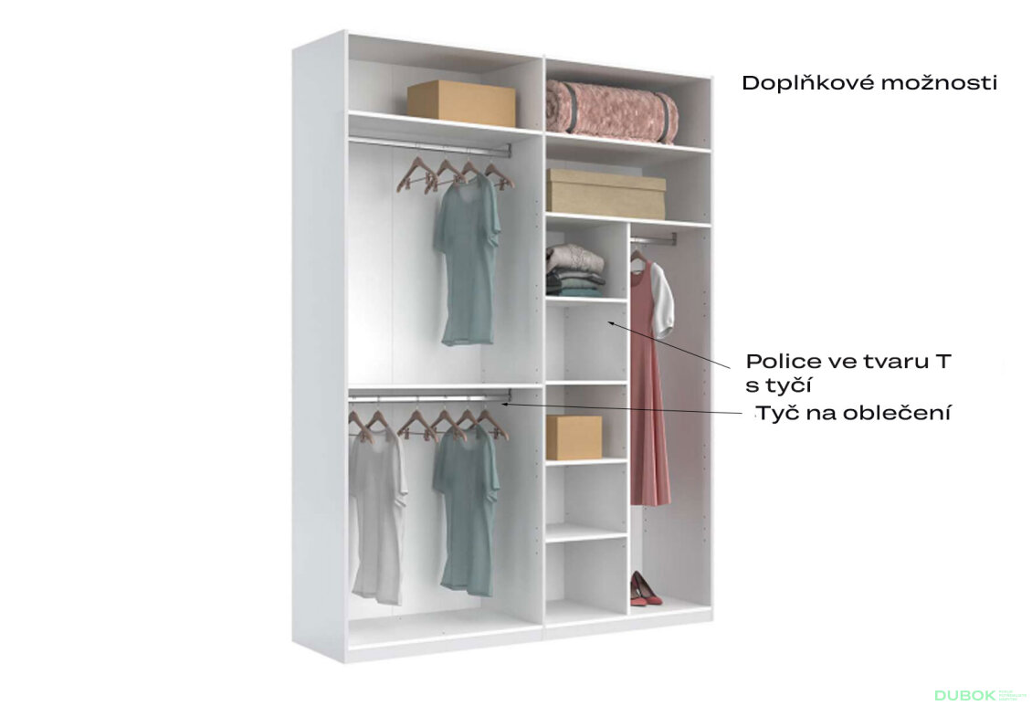 Fotografia 7 - Skriňa 4-dverová Bez zrkadiel Super Mat Biela séria N Barton