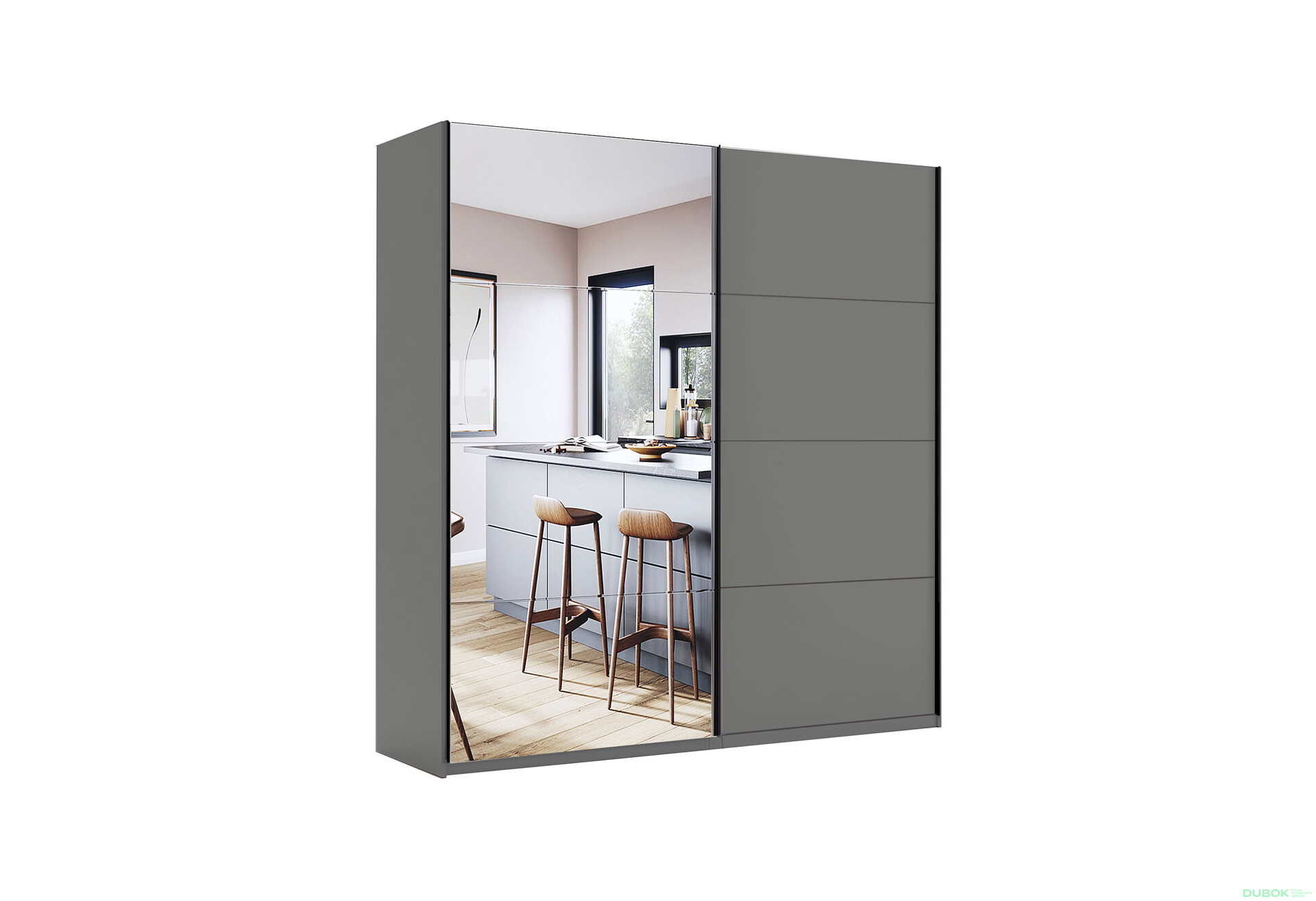 Skriňa s posuvnými dverami 2,0x2,1m (Dvere Grafit/Zrkadlo) séria N Doni - Fotografia 10 Fotografia 10 - Skriňa s posuvnými dverami 2,0x2,1m (Dvere Grafit/Zrkadlo) séria N Doni