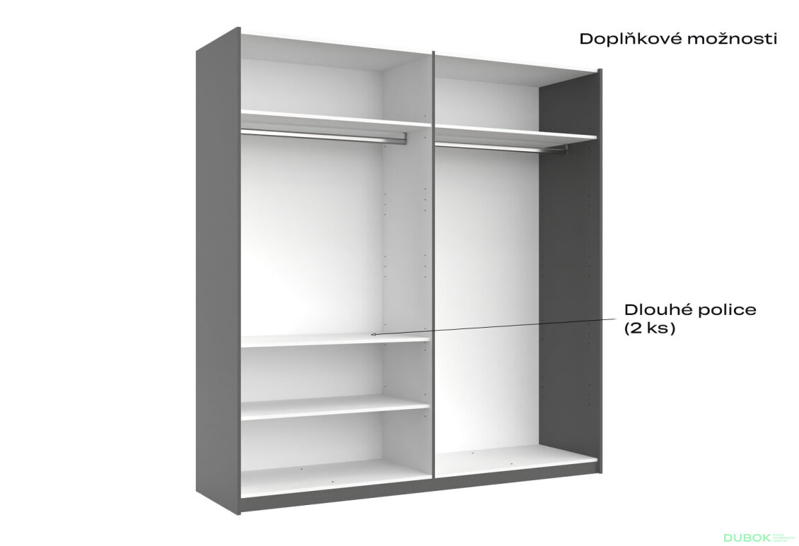 Fotografia 3 - Skriňa s posuvnými dverami 2,0x2,1m (Dvere Grafit/Zrkadlo) séria N Doni