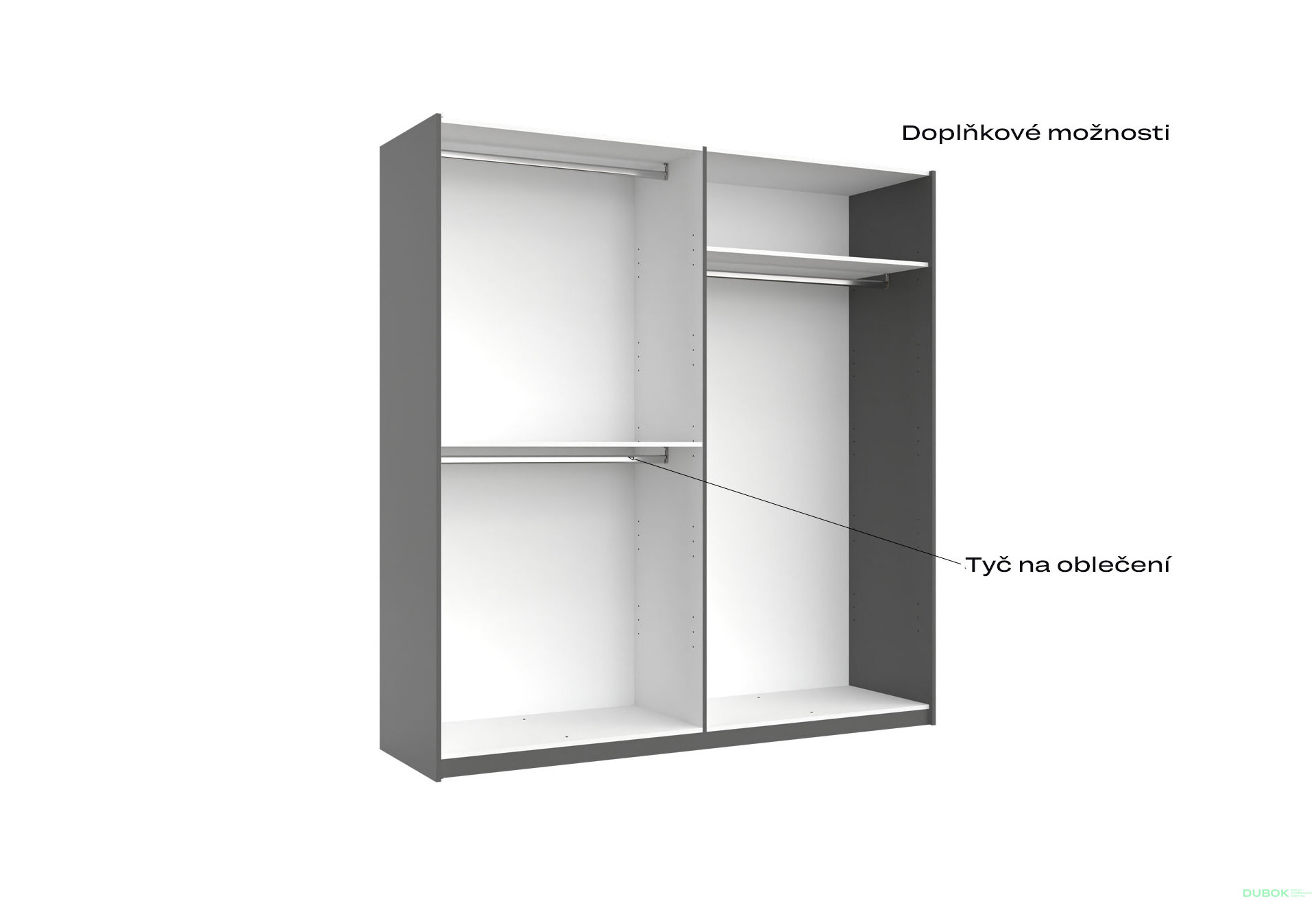 Fotografia 6 - Skriňa s posuvnými dverami 2,0x2,1m (Dvere Grafit/Zrkadlo) séria N Doni