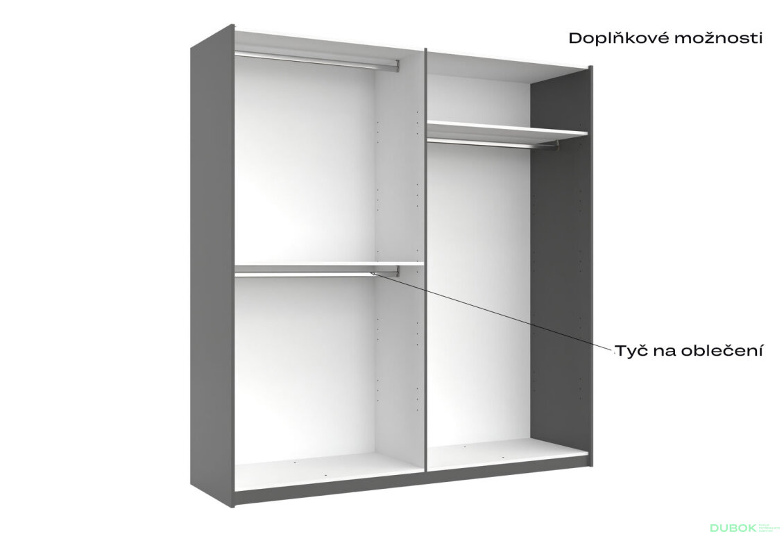Fotografia 6 - Skriňa s posuvnými dverami 2,0x2,1m (Dvere Grafit/Zrkadlo) séria N Doni