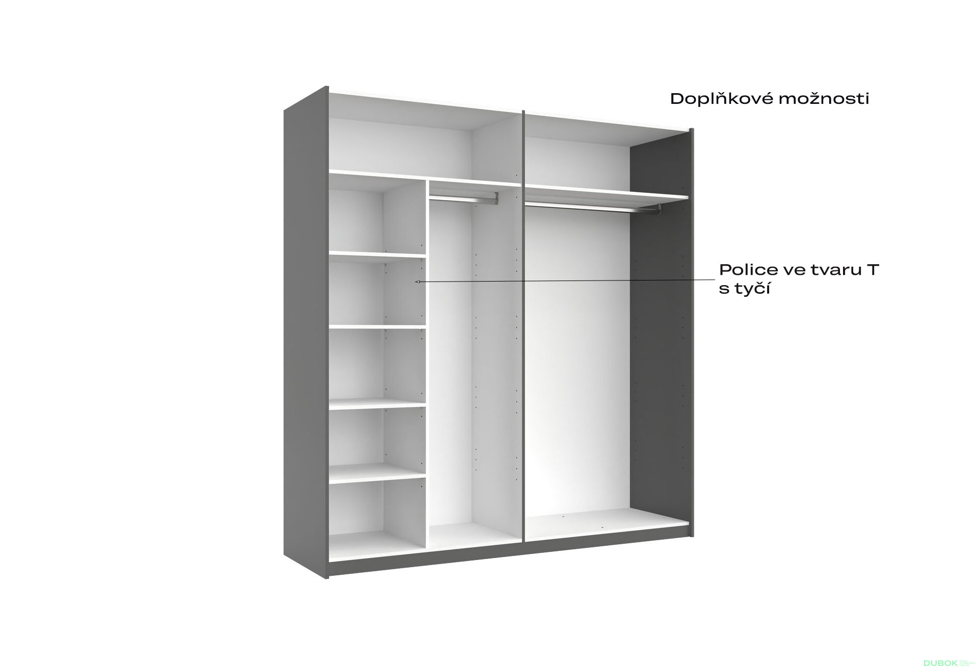 Fotografia 7 - Skriňa s posuvnými dverami 2,0x2,1m (Dvere Grafit/Zrkadlo) séria N Doni