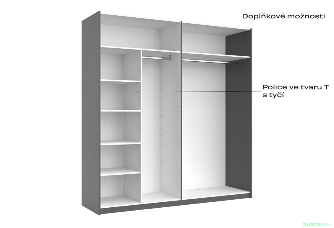 Fotografia 7 - Skriňa s posuvnými dverami 2,0x2,1m (Dvere Grafit/Zrkadlo) séria N Doni