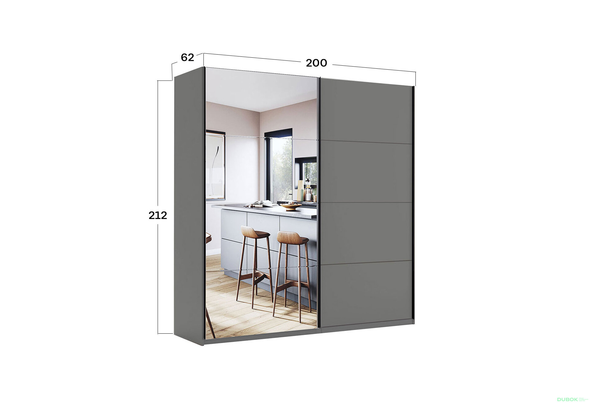 Fotografia 9 - Skriňa s posuvnými dverami 2,0x2,1m (Dvere Grafit/Zrkadlo) séria N Doni