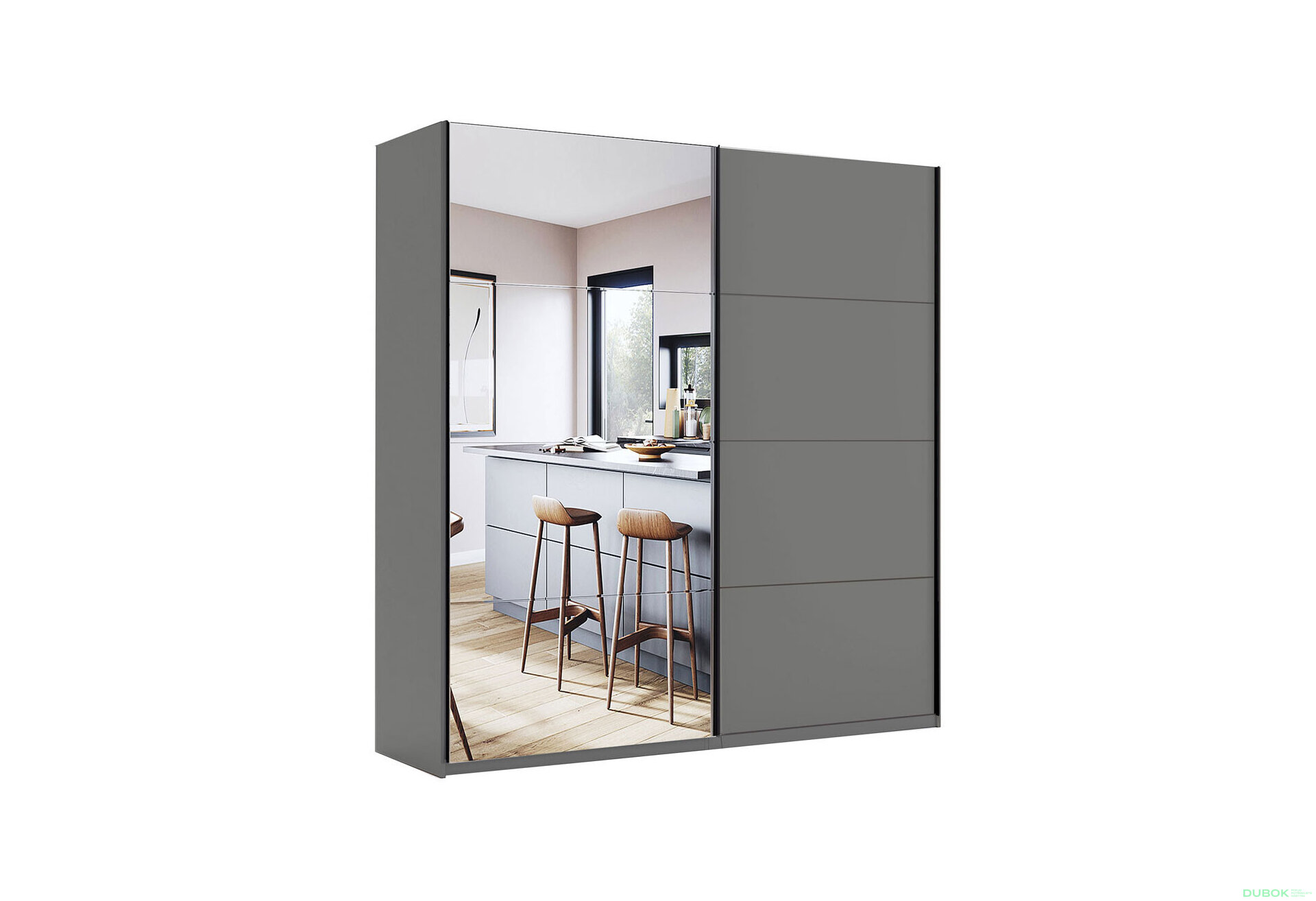 Fotografia 1 - Skriňa s posuvnými dverami 2,0x2,1m (Dvere Grafit/Zrkadlo) séria N Doni