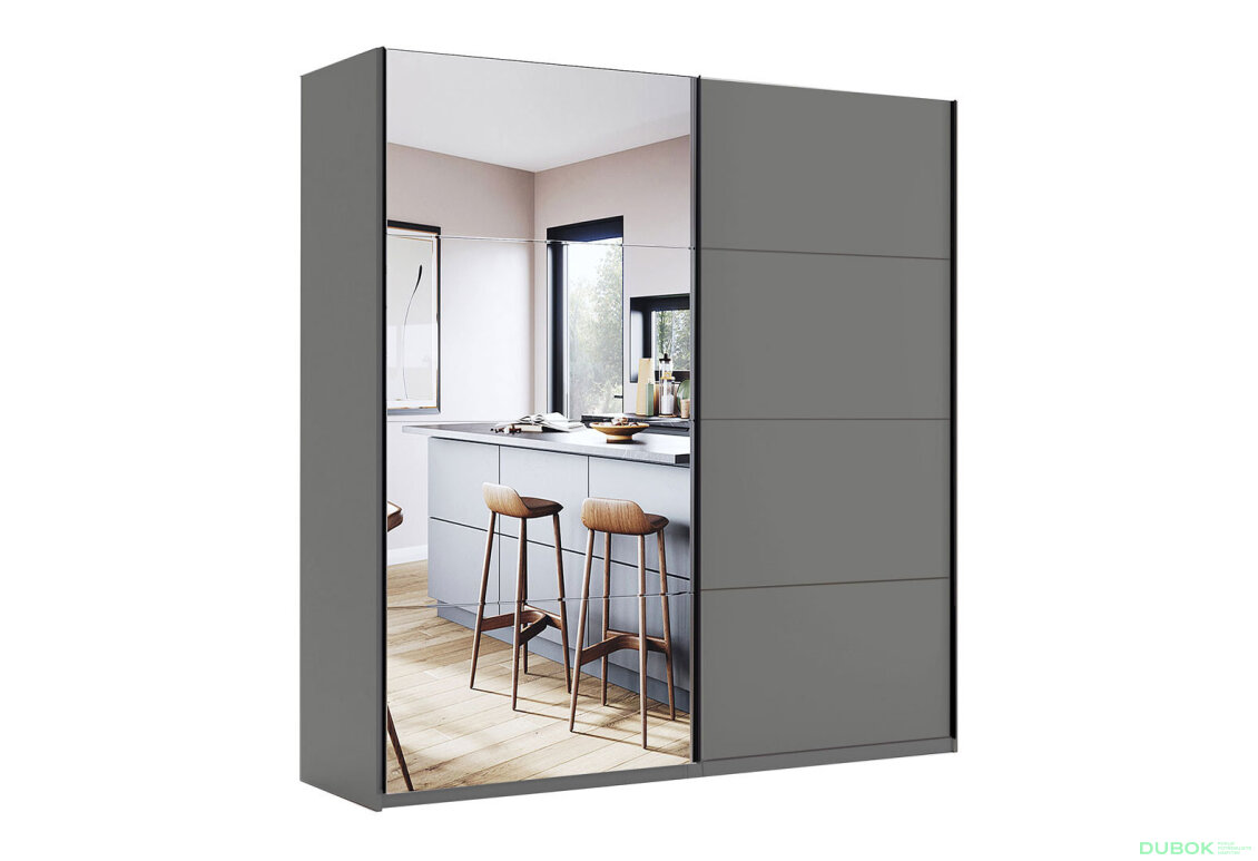 Fotografia 1 - Skriňa s posuvnými dverami 2,0x2,1m (Dvere Grafit/Zrkadlo) séria N Doni