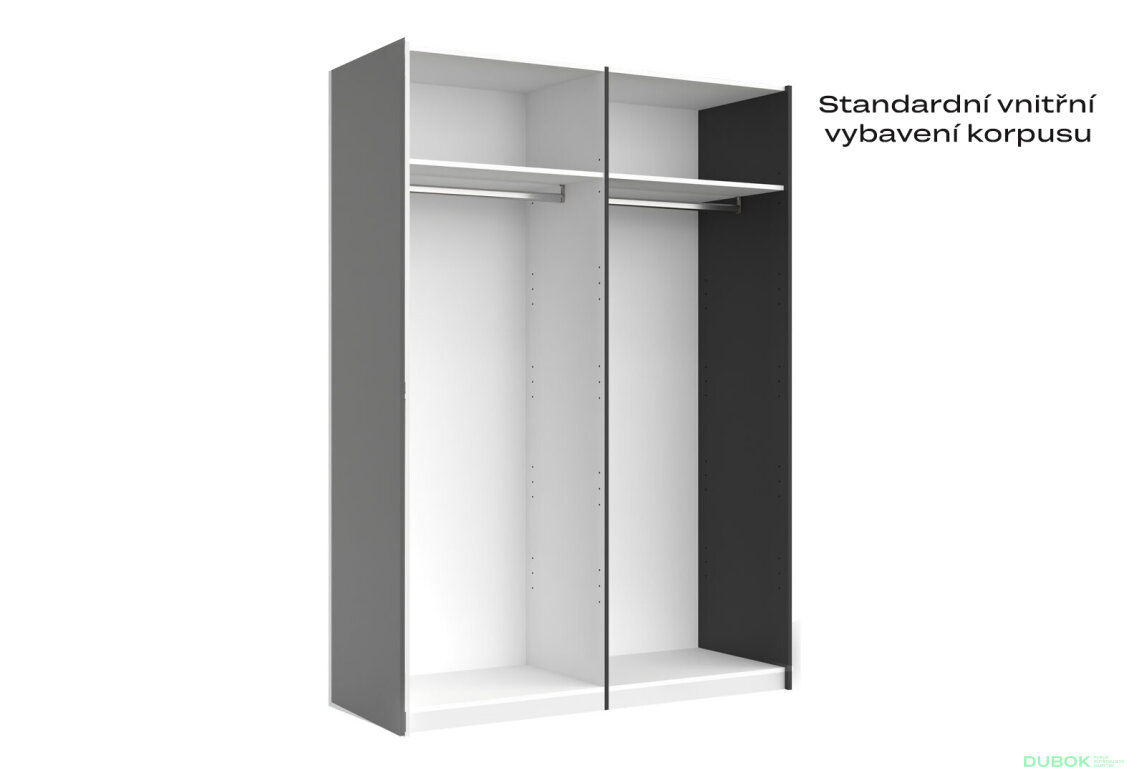 Fotografia 4 - Skriňa s posuvnými dverami 1,5x2,1m (Dvere Grafit/Zrkadlo) séria N Doni