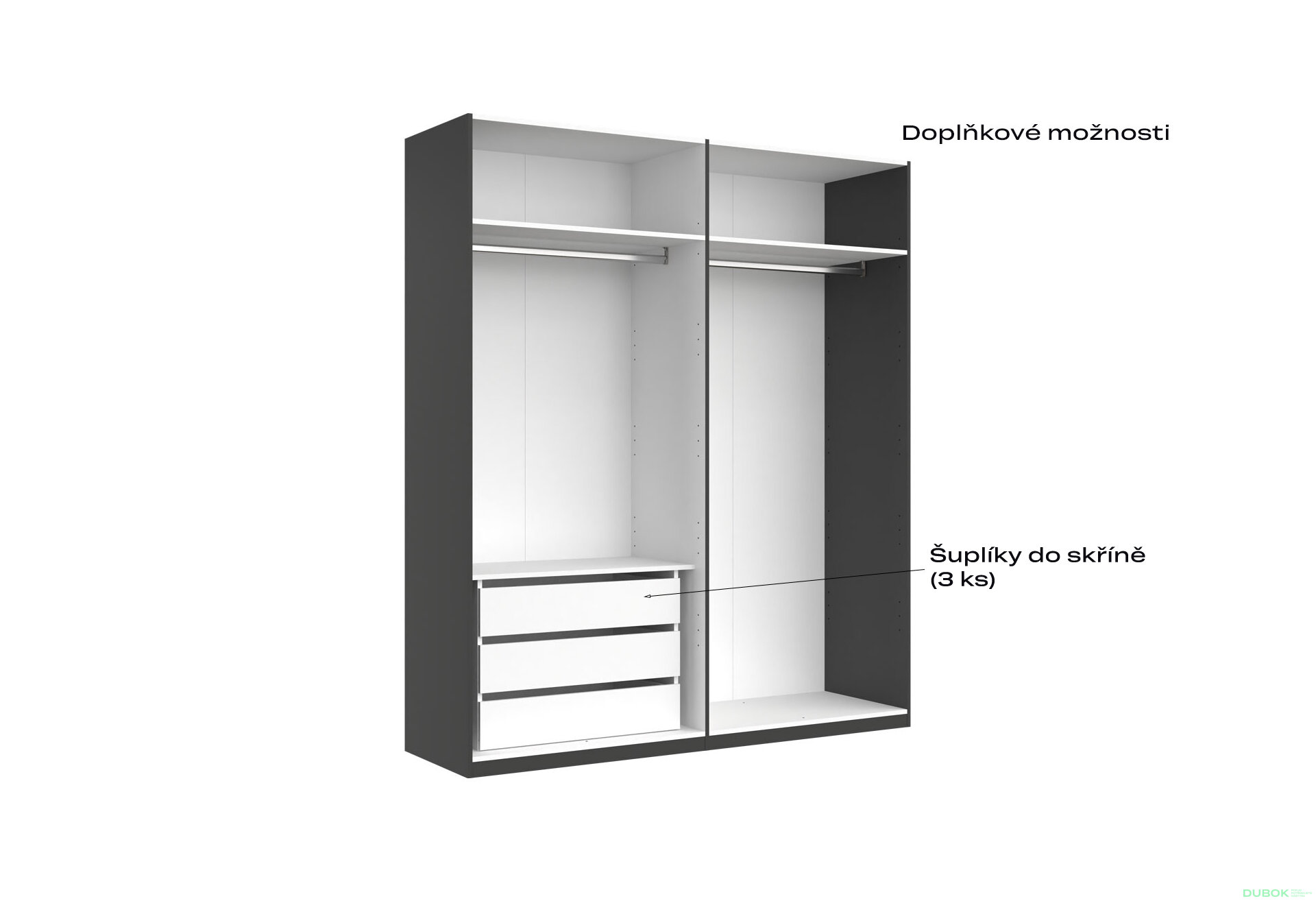 Fotografia 5 - Skriňa 4d bez zrkadiel, séria H, grafit Doni
