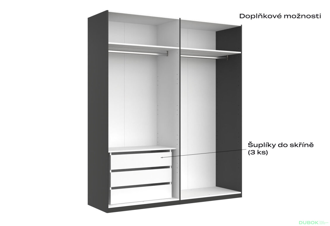 Fotografia 5 - Skriňa 4d bez zrkadiel, séria H, grafit Doni