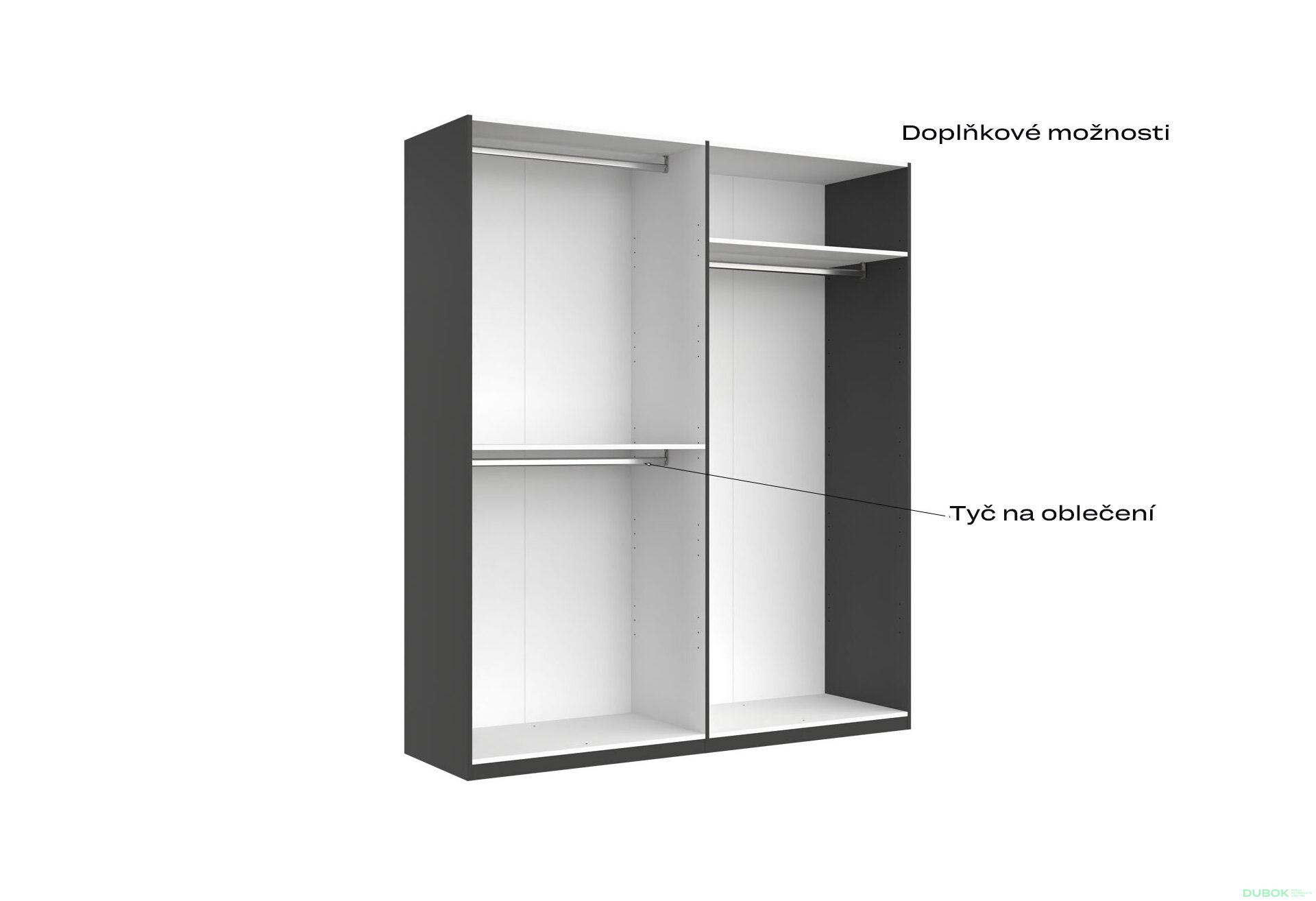 Fotografia 6 - Skriňa 4d bez zrkadiel, séria H, grafit Doni