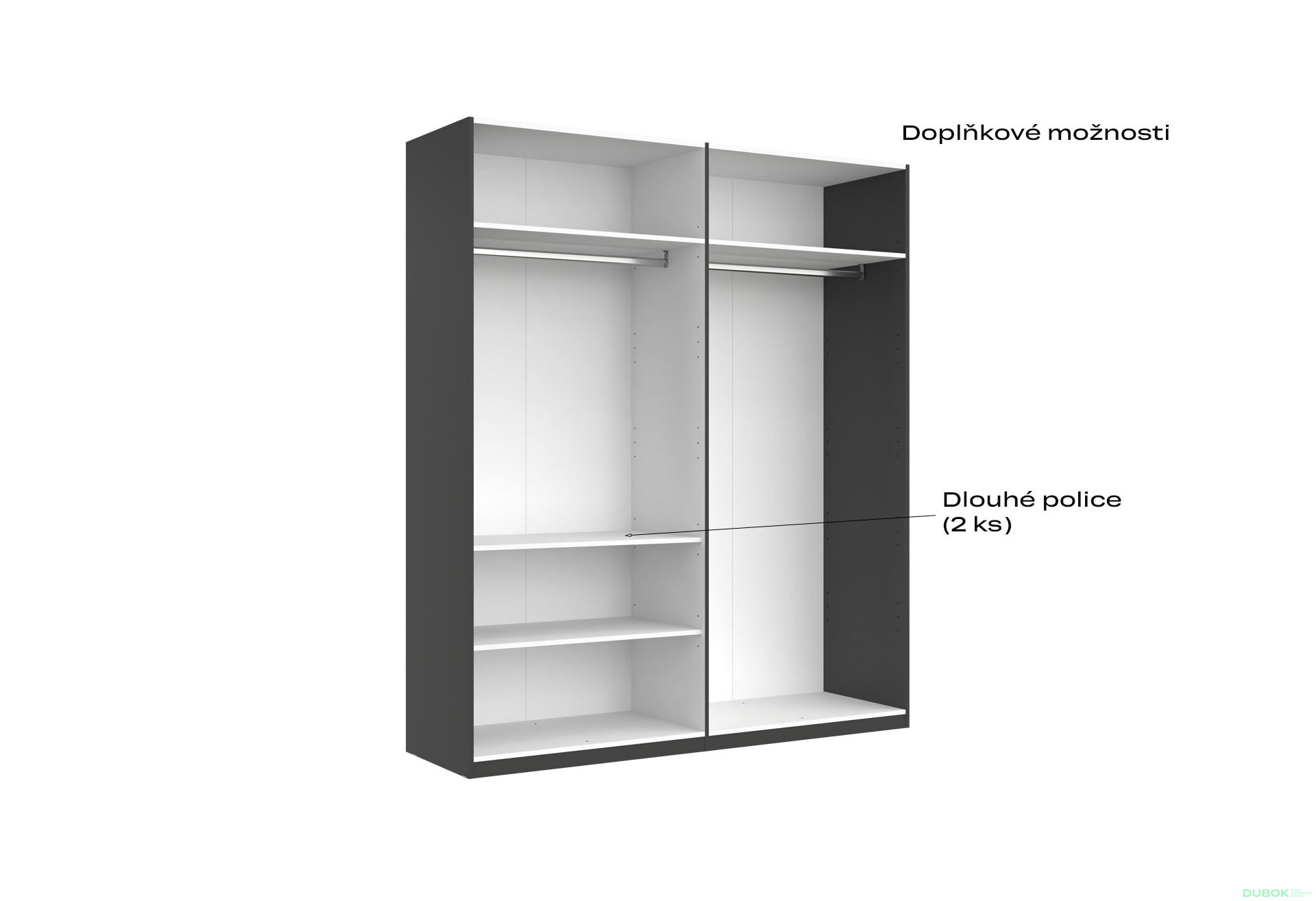 Fotografia 10 - Skriňa 4d bez zrkadiel, séria H, grafit Doni