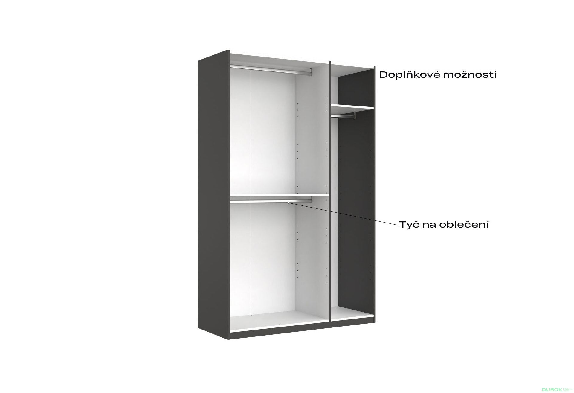 Fotografia 5 - Skriňa 3dv bez zrkadiel séria N, grafit Doni