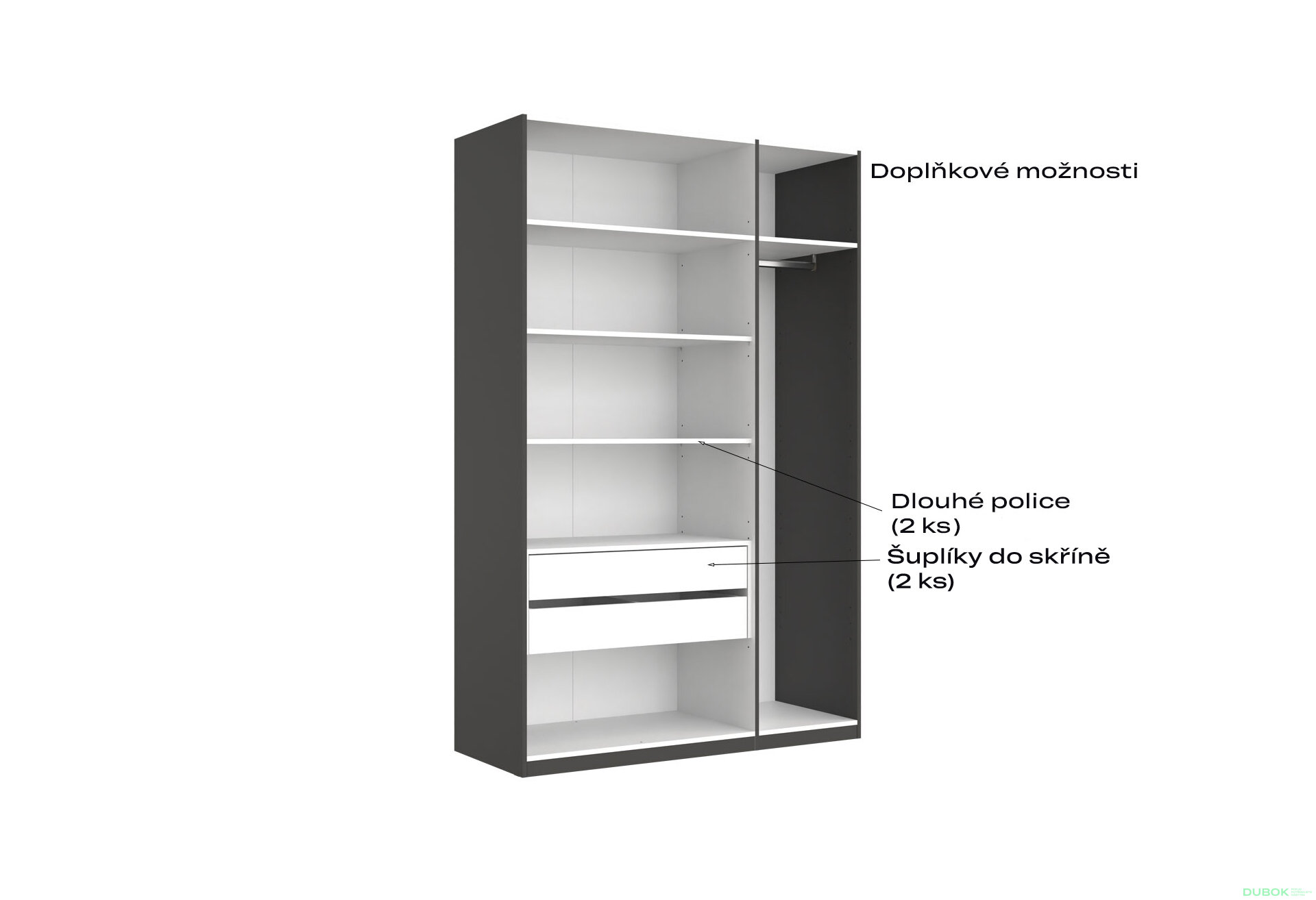 Fotografia 6 - Skriňa 3dv bez zrkadiel séria N, grafit Doni