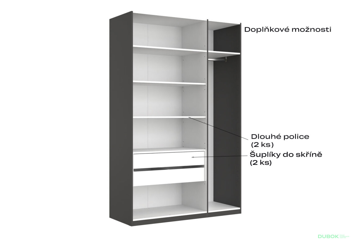 Fotografia 6 - Skriňa 3dv bez zrkadiel séria N, grafit Doni