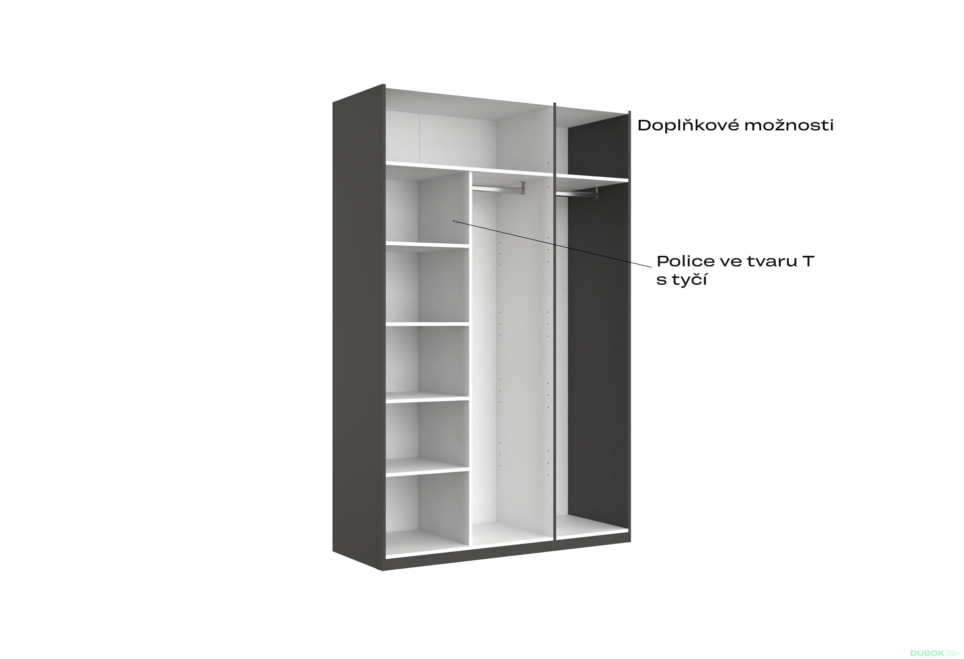 Fotografia 7 - Skriňa 3dv bez zrkadiel séria N, grafit Doni