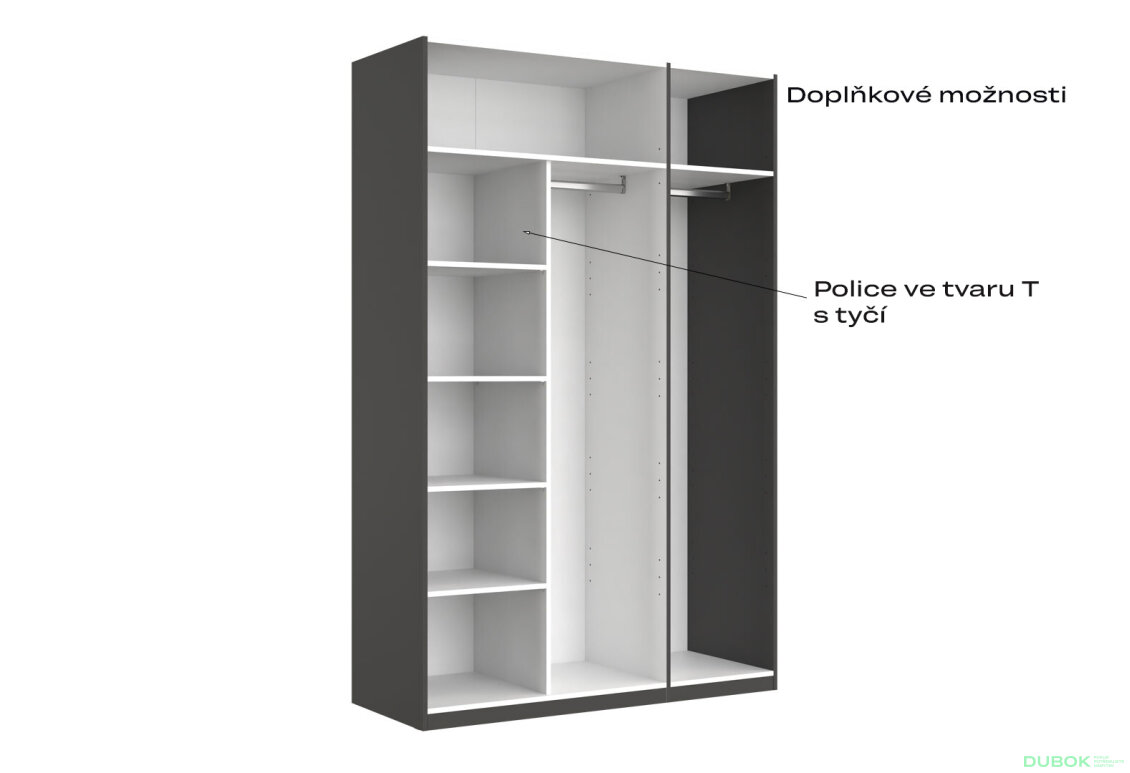 Fotografia 7 - Skriňa 3dv bez zrkadiel séria N, grafit Doni