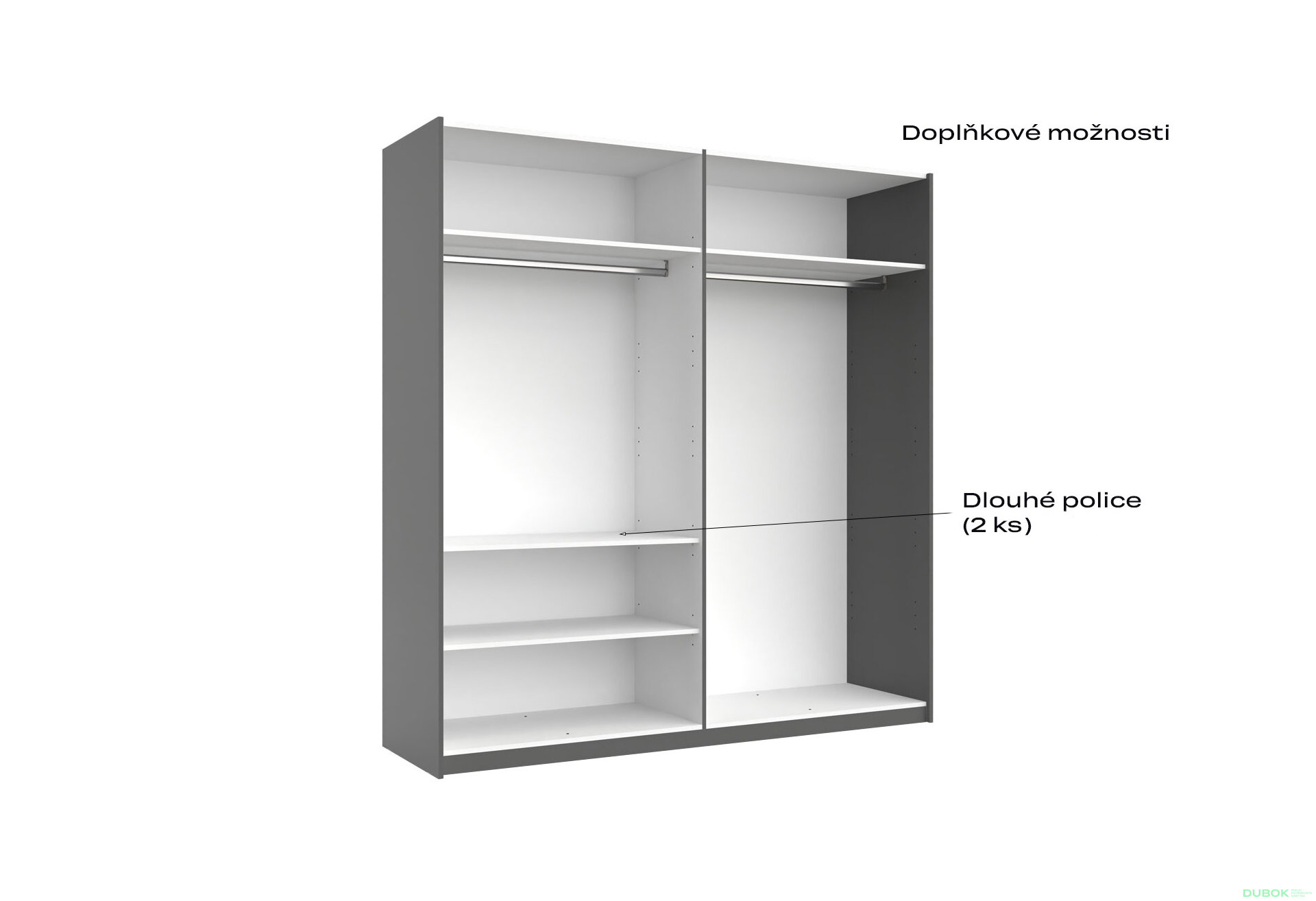 Fotografia 5 - Skriňa s posuvnými dverami 2,0x2,1m (Dvere Grafit/Zrkadlo) séria N Dominika