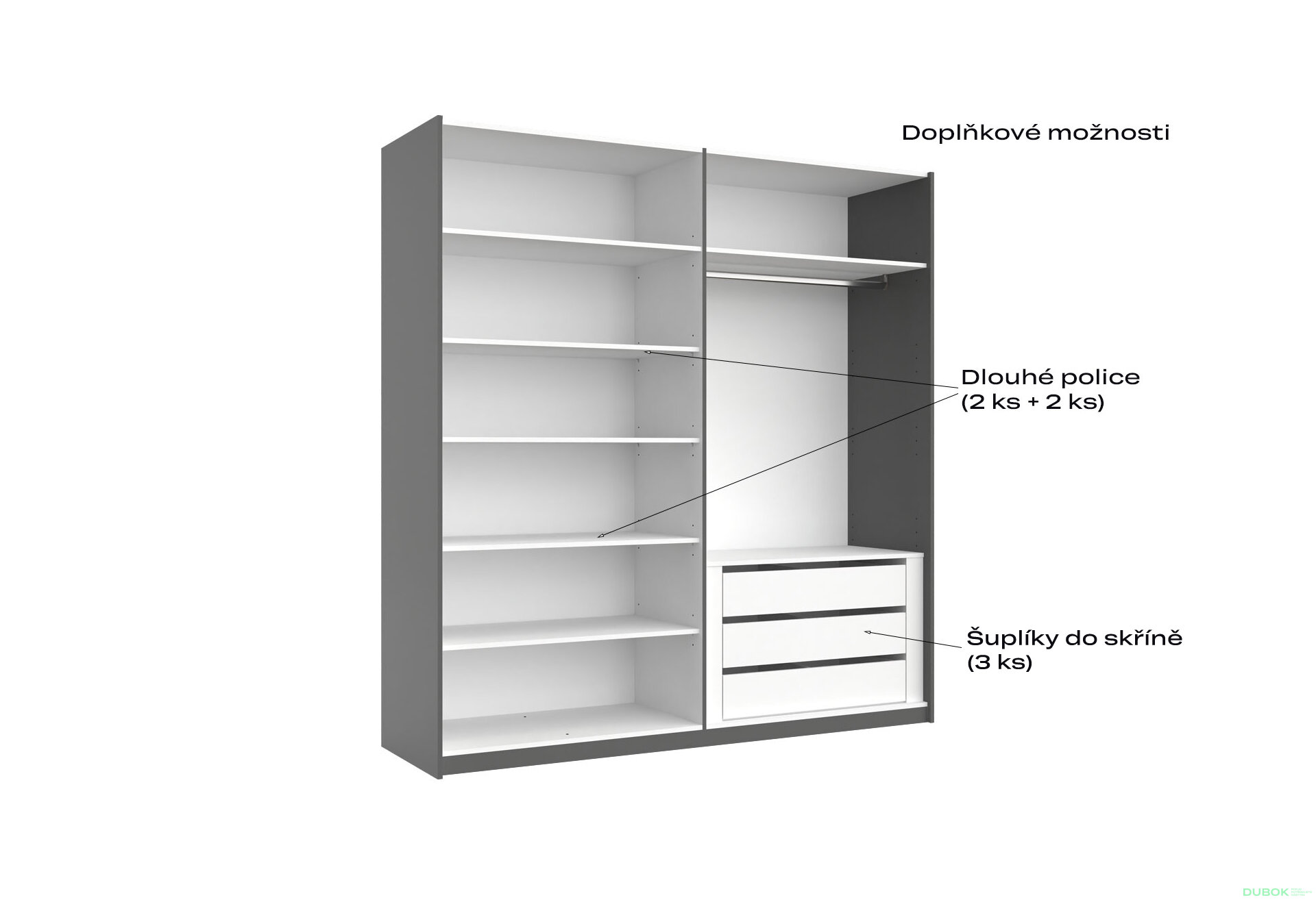Fotografia 7 - Skriňa s posuvnými dverami 2,0x2,1m (Dvere Grafit/Zrkadlo) séria N Dominika