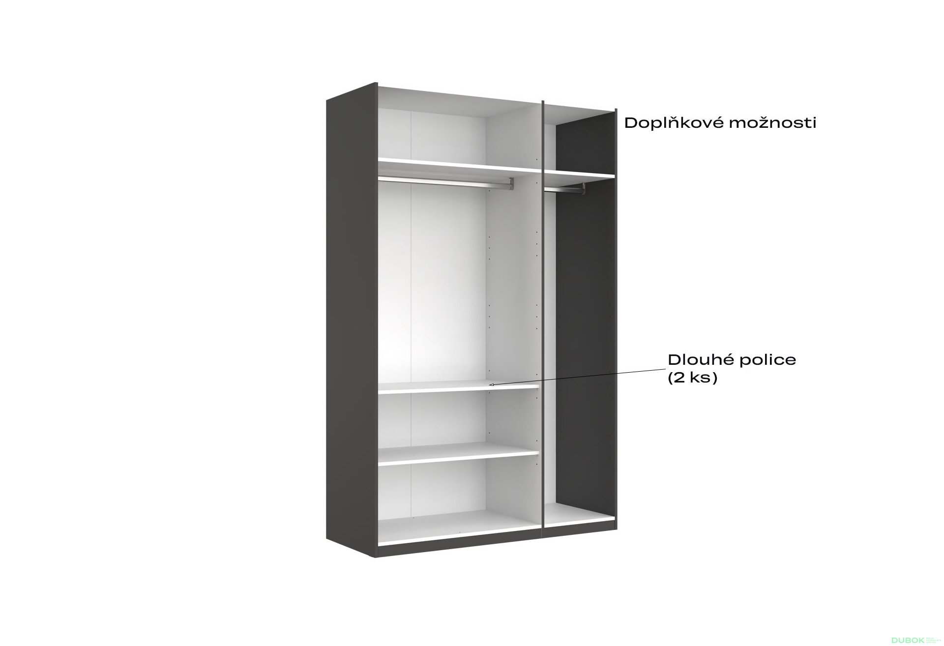 Fotografia 6 - Skriňa 3dv bez zrkadiel séria N, grafit Dominika