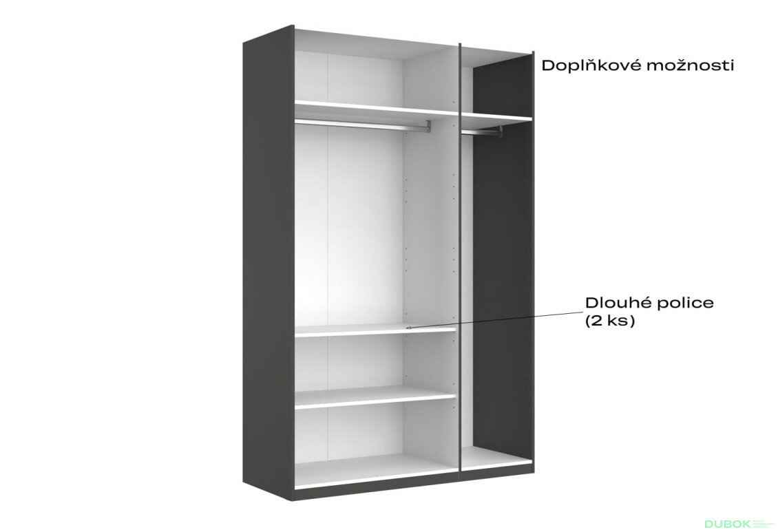 Fotografia 6 - Skriňa 3dv bez zrkadiel séria N, grafit Dominika