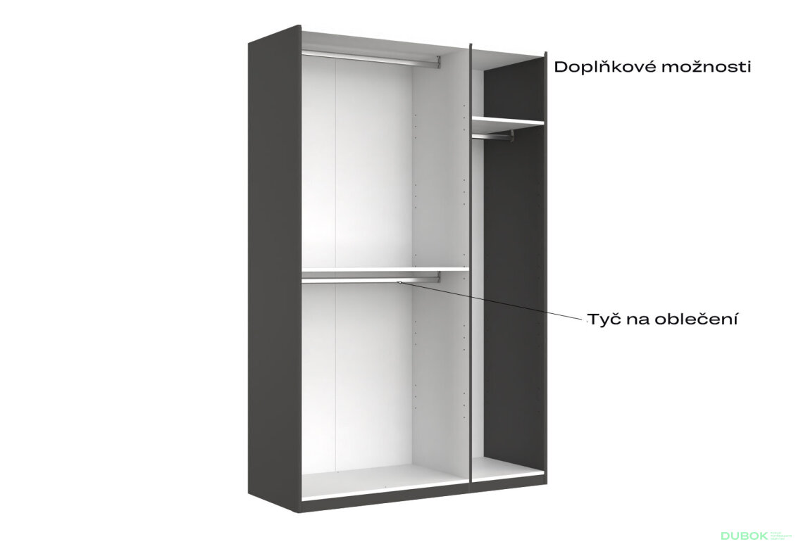 Fotografia 7 - Skriňa 3dv bez zrkadiel séria N, grafit Dominika
