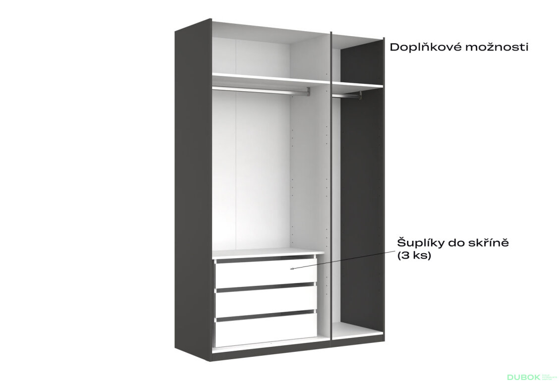 Fotografia 10 - Skriňa 3dv bez zrkadiel séria N, grafit Dominika