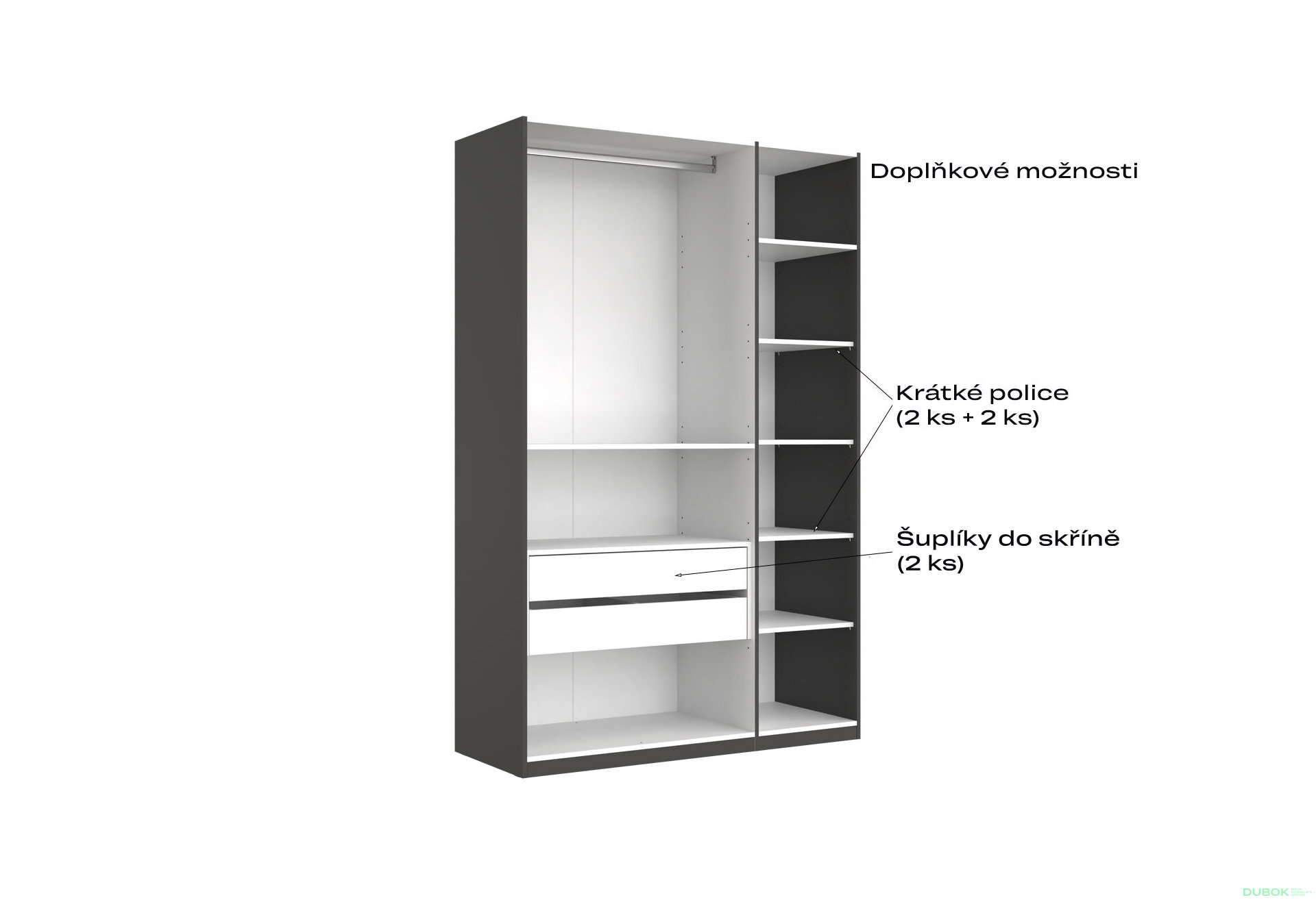 Fotografia 11 - Skriňa 3dv bez zrkadiel séria N, grafit Dominika