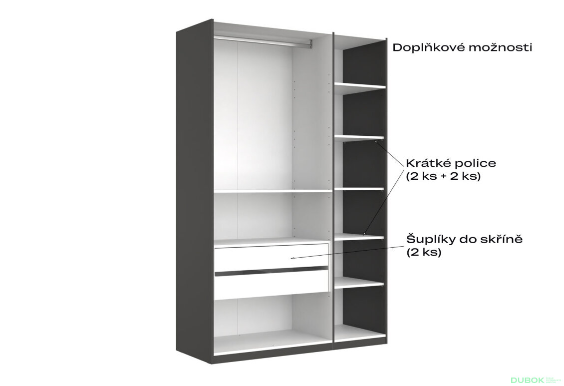 Fotografia 11 - Skriňa 3dv bez zrkadiel séria N, grafit Dominika